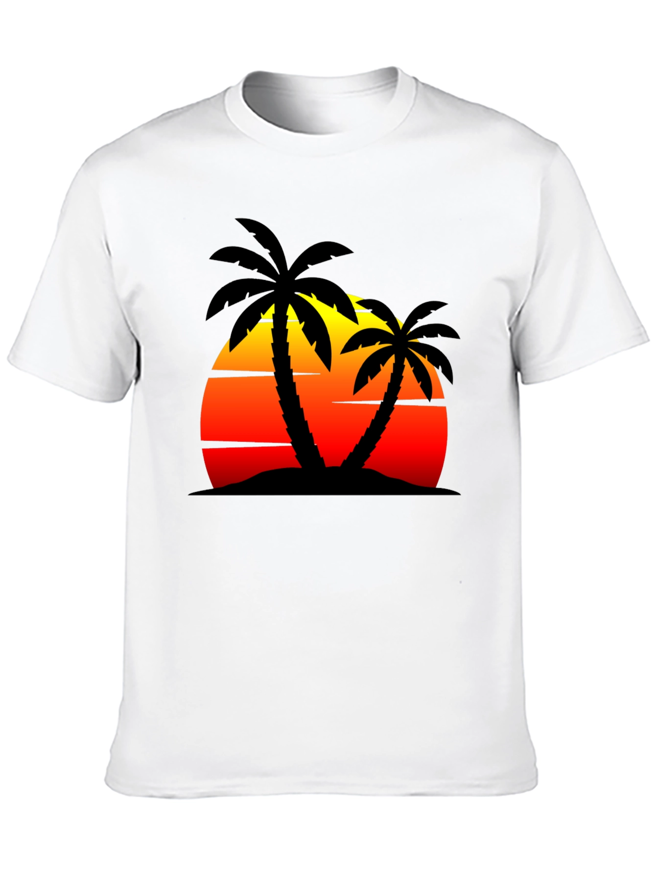 Sunset Palm Tree Graphic Black T-Shirt