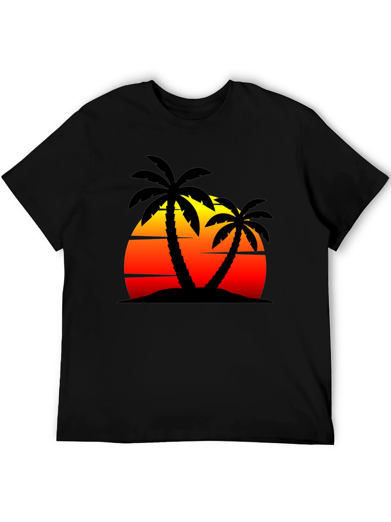 Sunset Palm Tree Graphic Black T-Shirt
