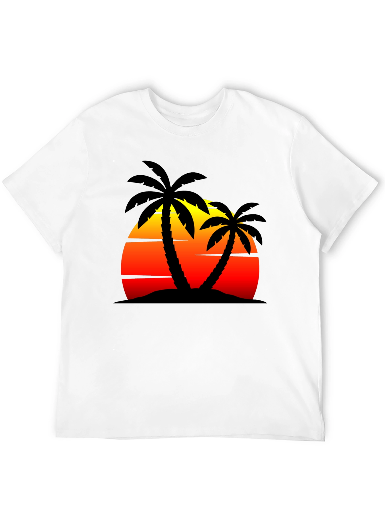 Sunset Palm Tree Graphic Black T-Shirt