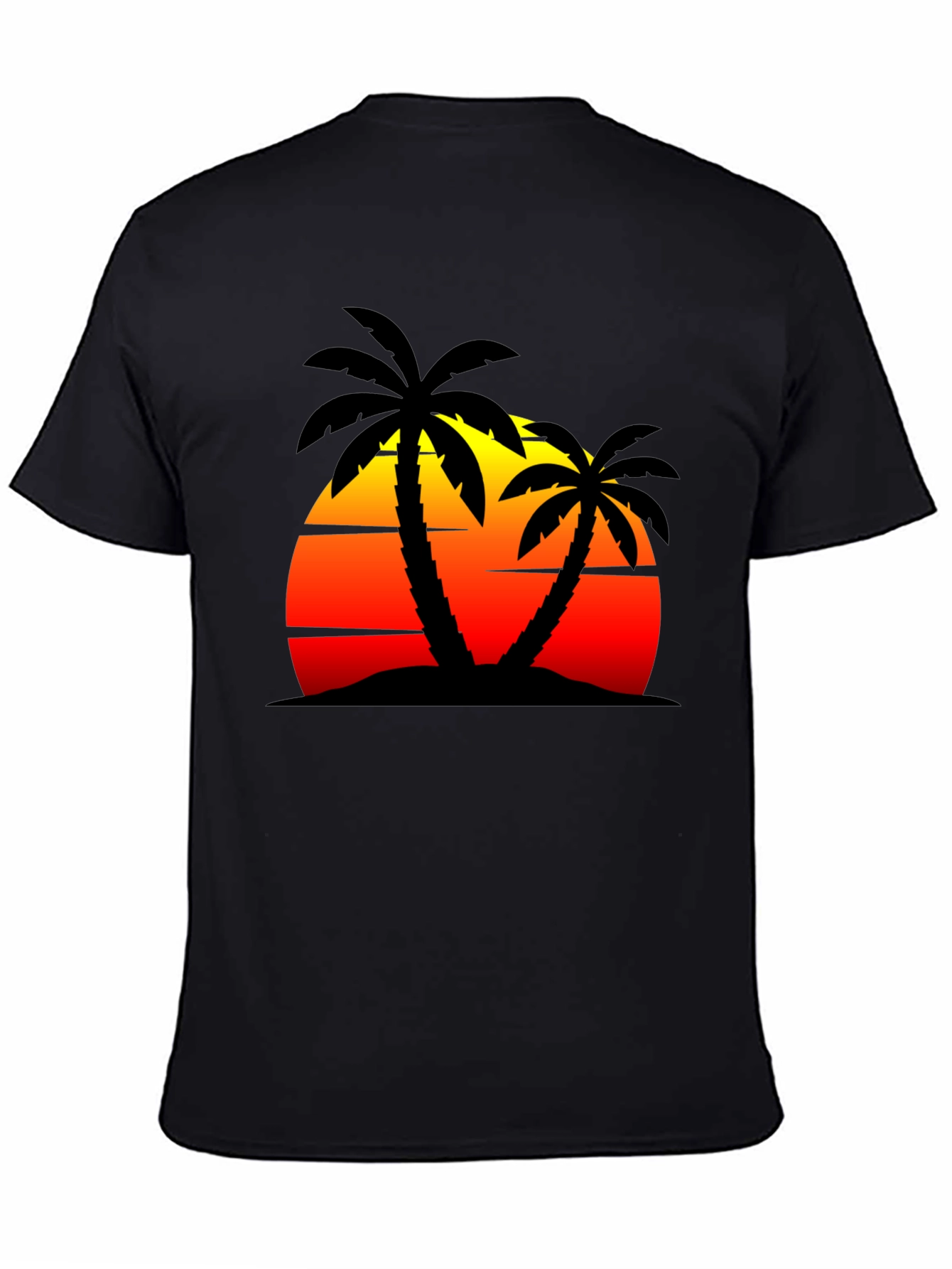 Sunset Palm Tree Graphic Black T-Shirt