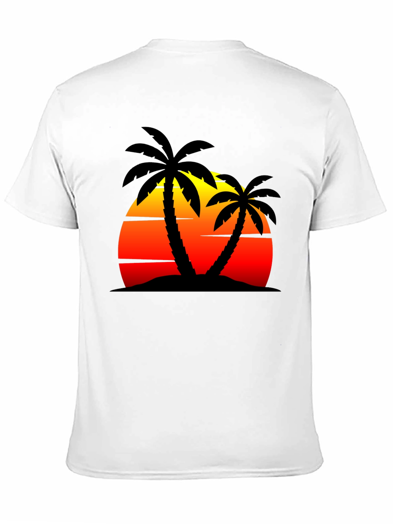 Sunset Palm Tree Graphic Black T-Shirt