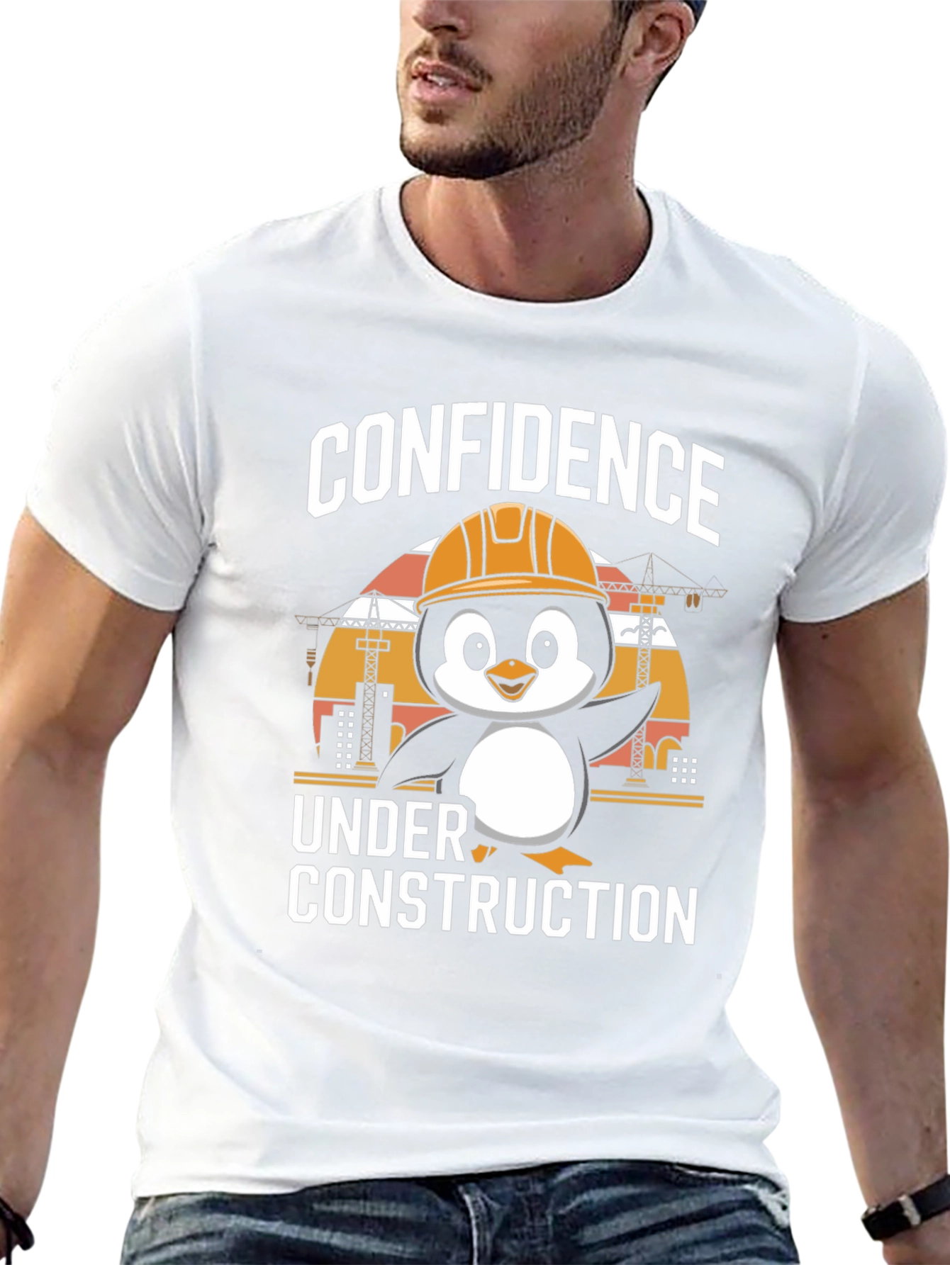 Confidence Under Construction Penguin T-Shirt