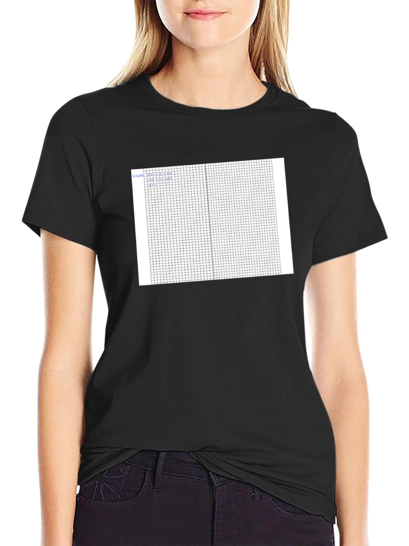 Graph Paper Tee - Grid Pattern Comfort