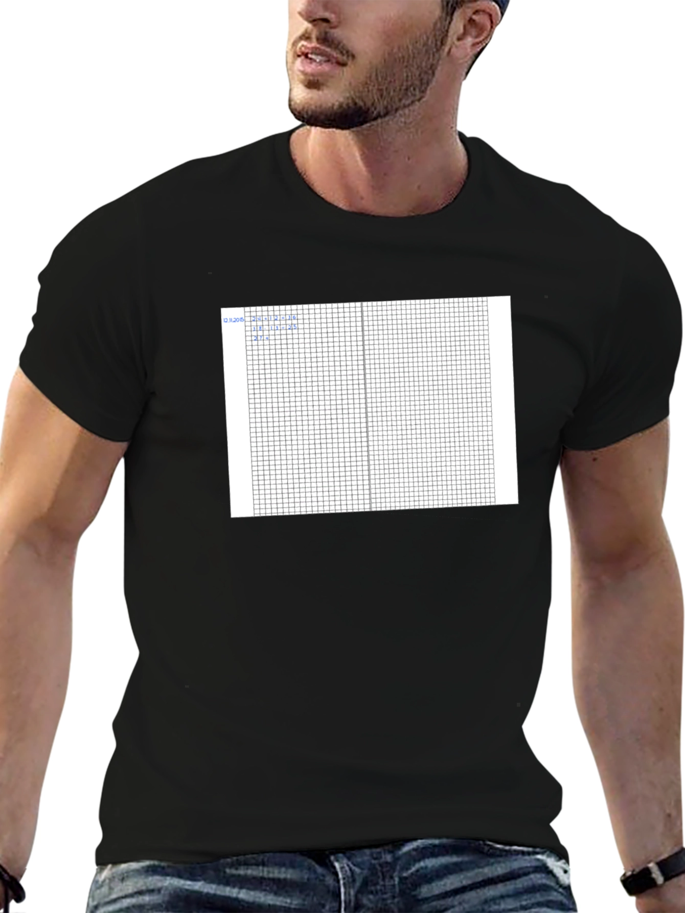 Graph Paper Tee - Grid Pattern Comfort