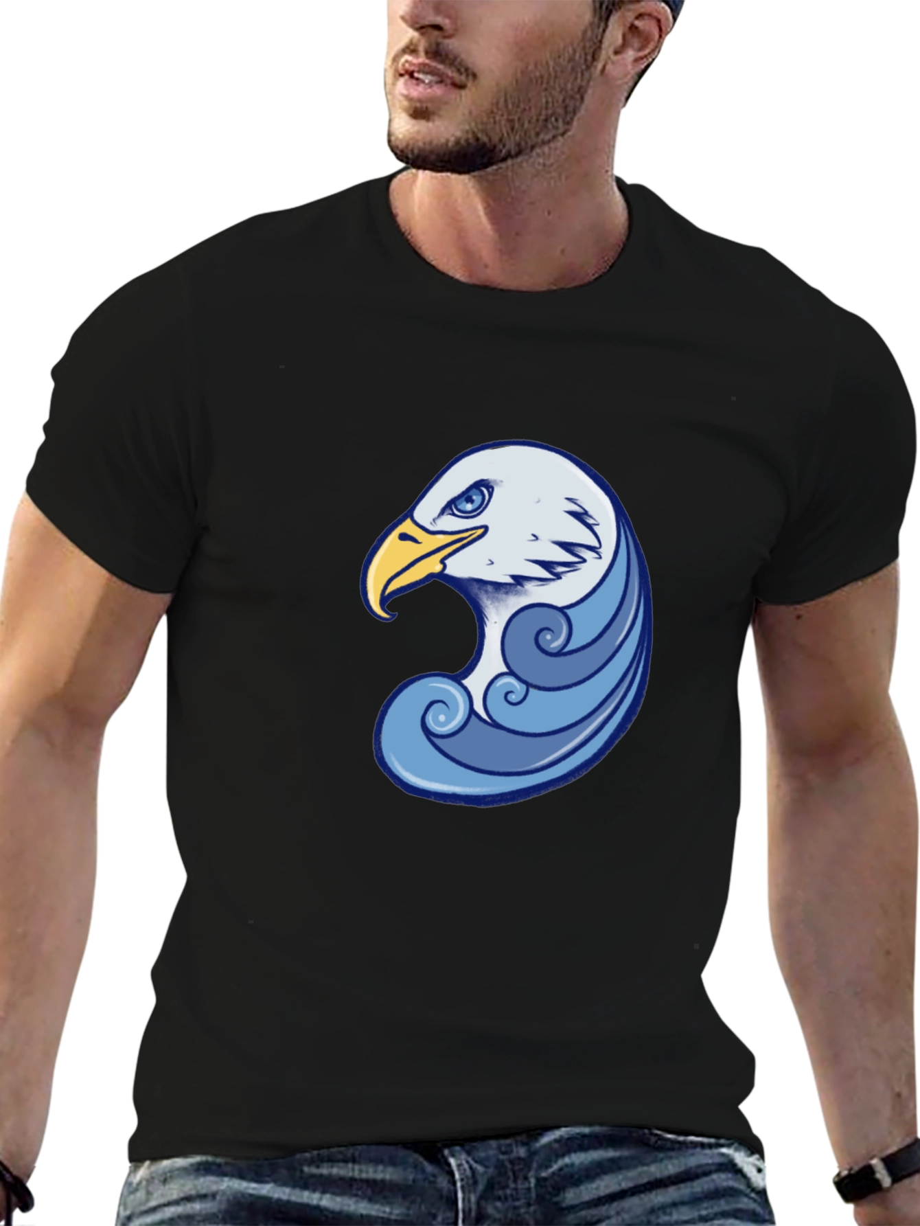Eagle Wave Graphic Tee - Stylish Black T-Shirt