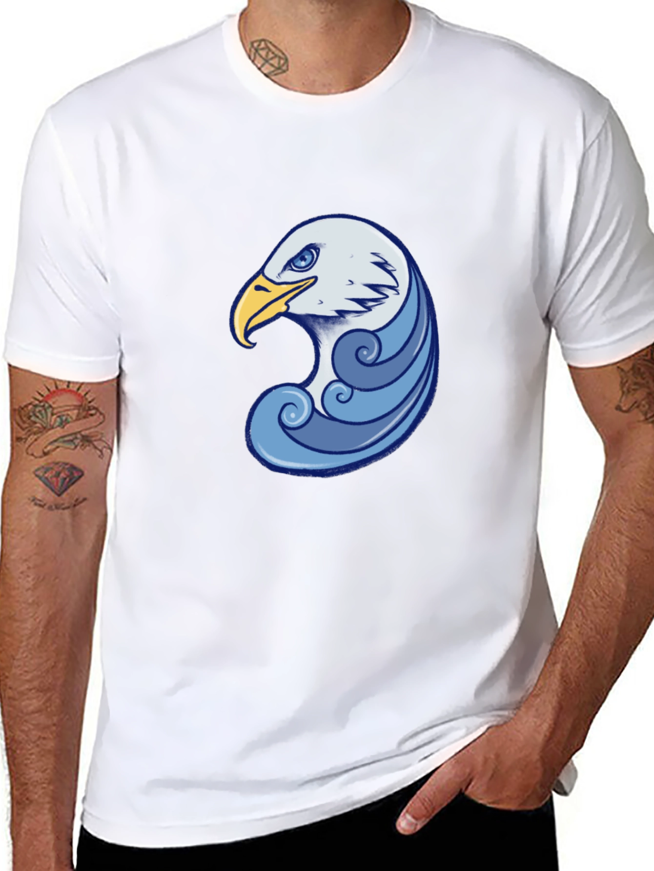 Eagle Wave Graphic Tee - Stylish Black T-Shirt
