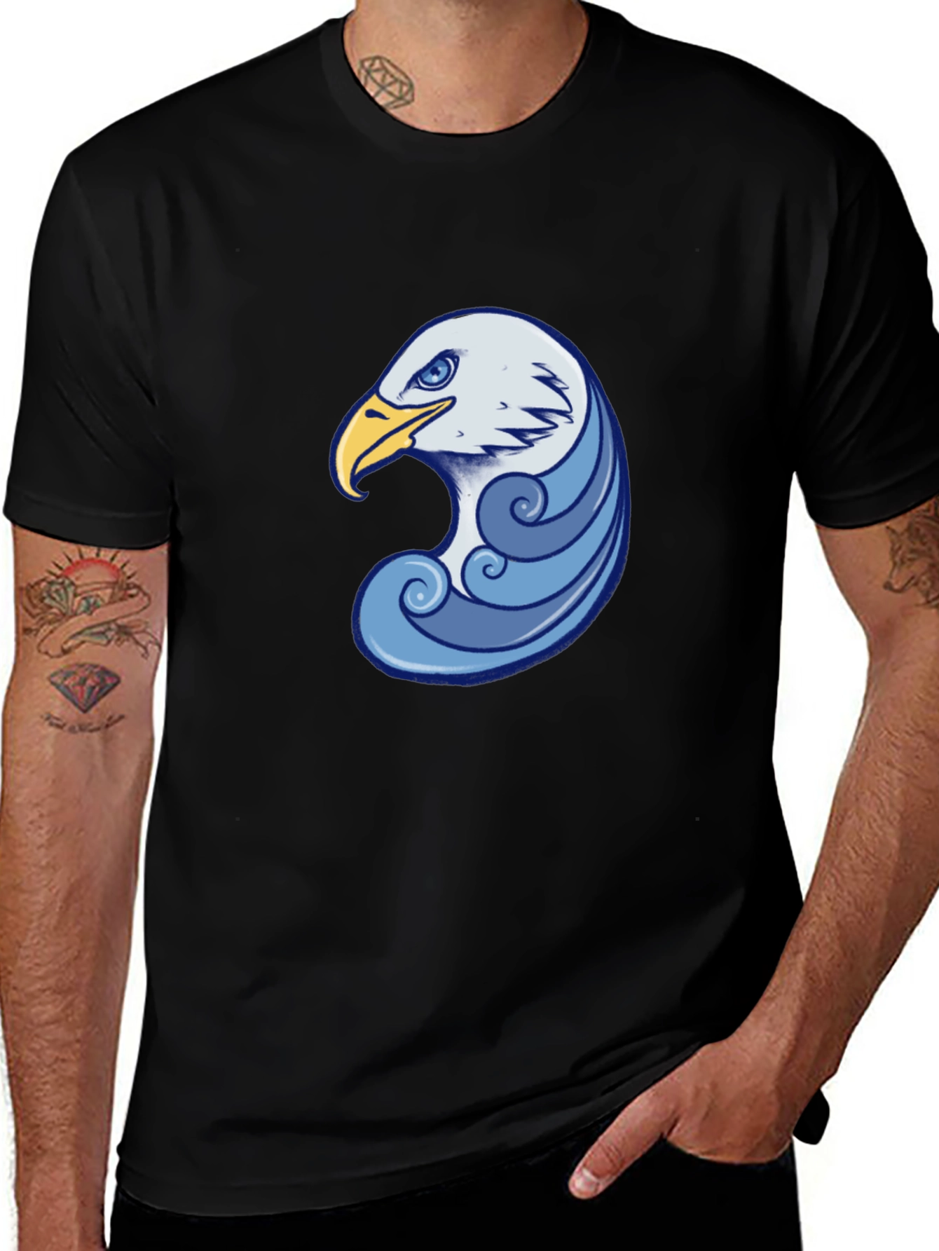 Eagle Wave Graphic Tee - Stylish Black T-Shirt