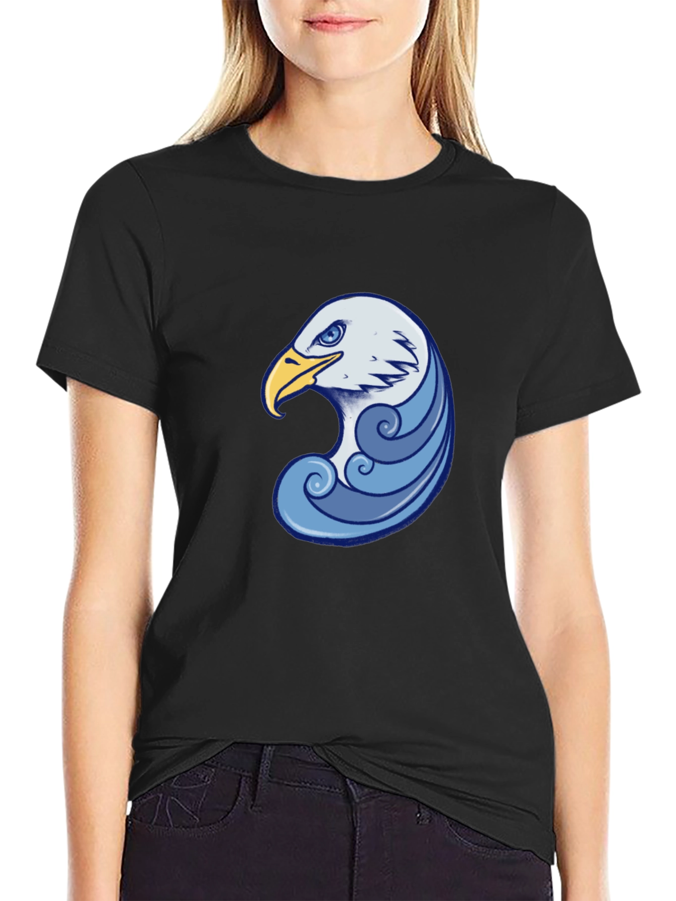 Eagle Wave Graphic Tee - Stylish Black T-Shirt