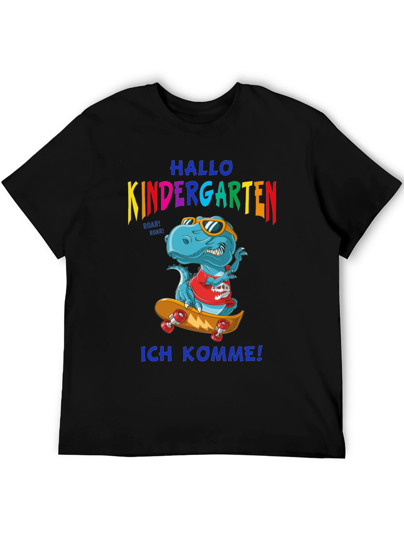 Kindergarten T-Shirt Dinosaurier Skateboarding Einschulung Geschenk