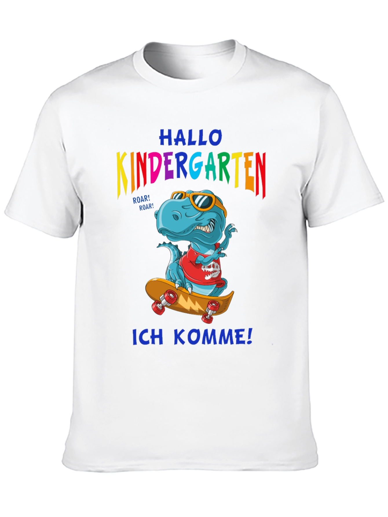 Kindergarten T-Shirt Dinosaurier Skateboarding Einschulung Geschenk