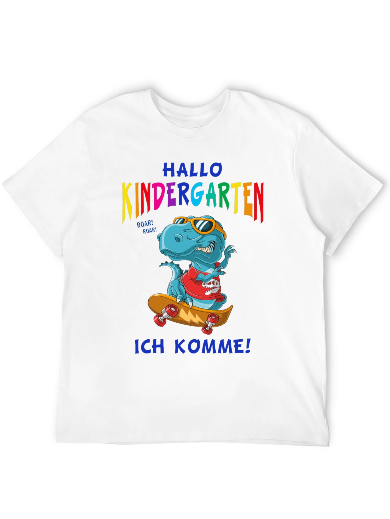 Kindergarten T-Shirt Dinosaurier Skateboarding Einschulung Geschenk