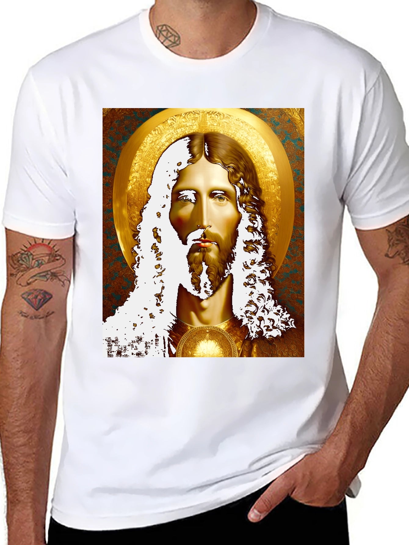 Jesus Portrait Graphic Tee - Religious Inspired Art