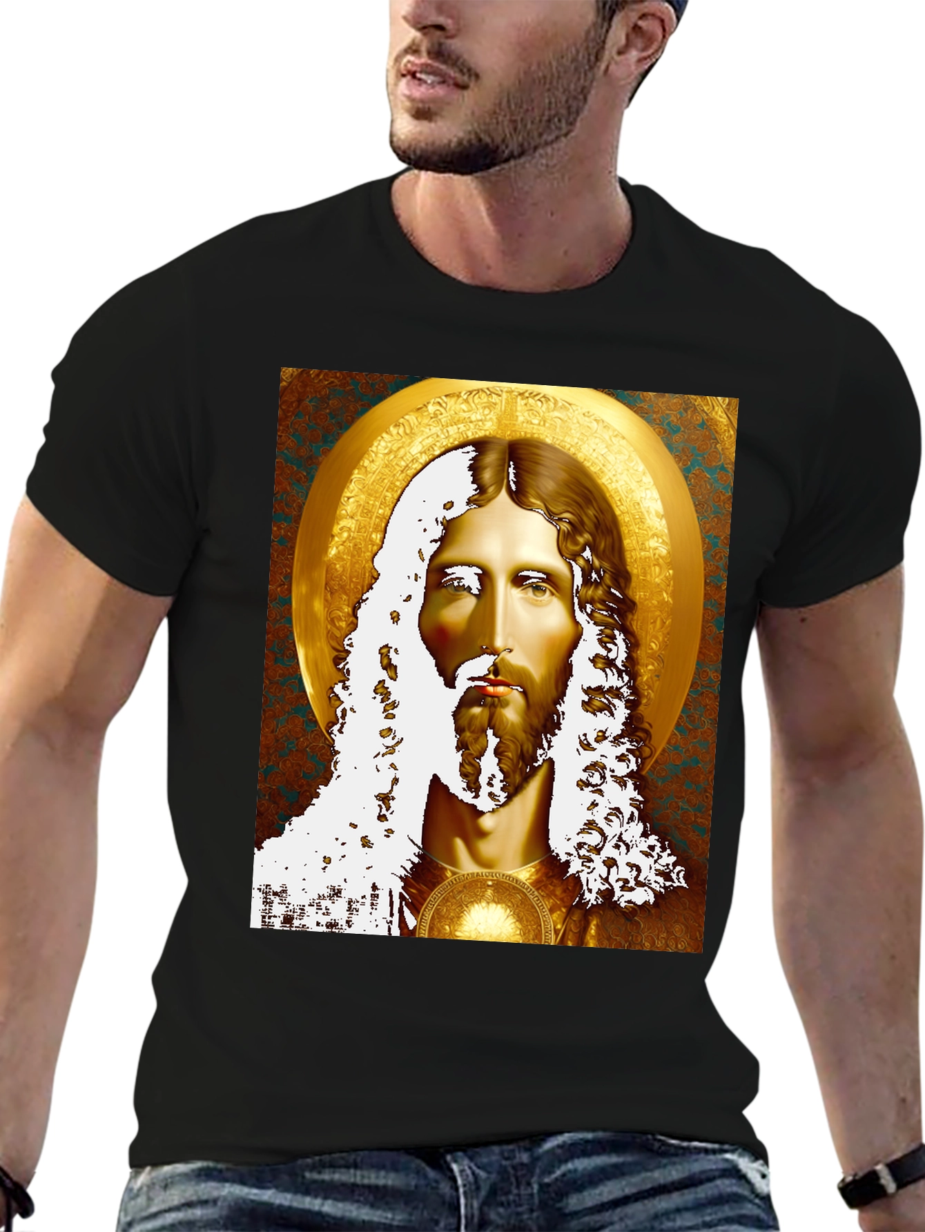 Jesus Portrait Graphic Tee - Religious Inspired Art