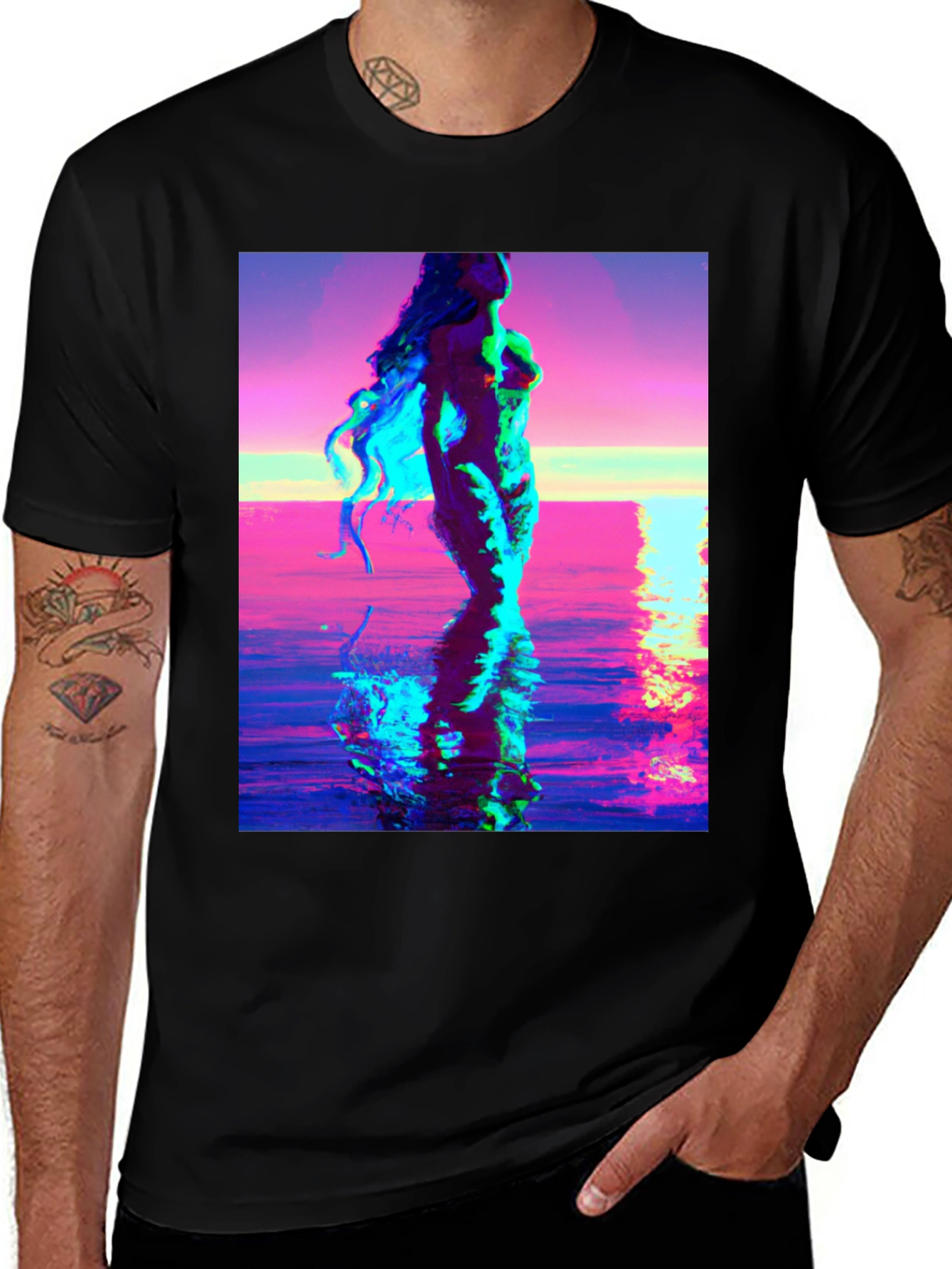 Venus Rising Graphic Tee - Black Cotton T-Shirt