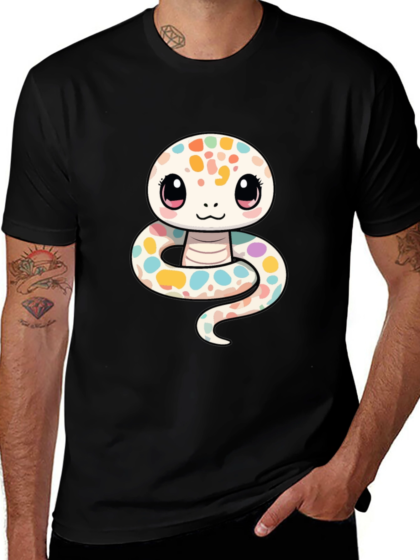 Cute Cartoon Snake Graphic T-Shirt