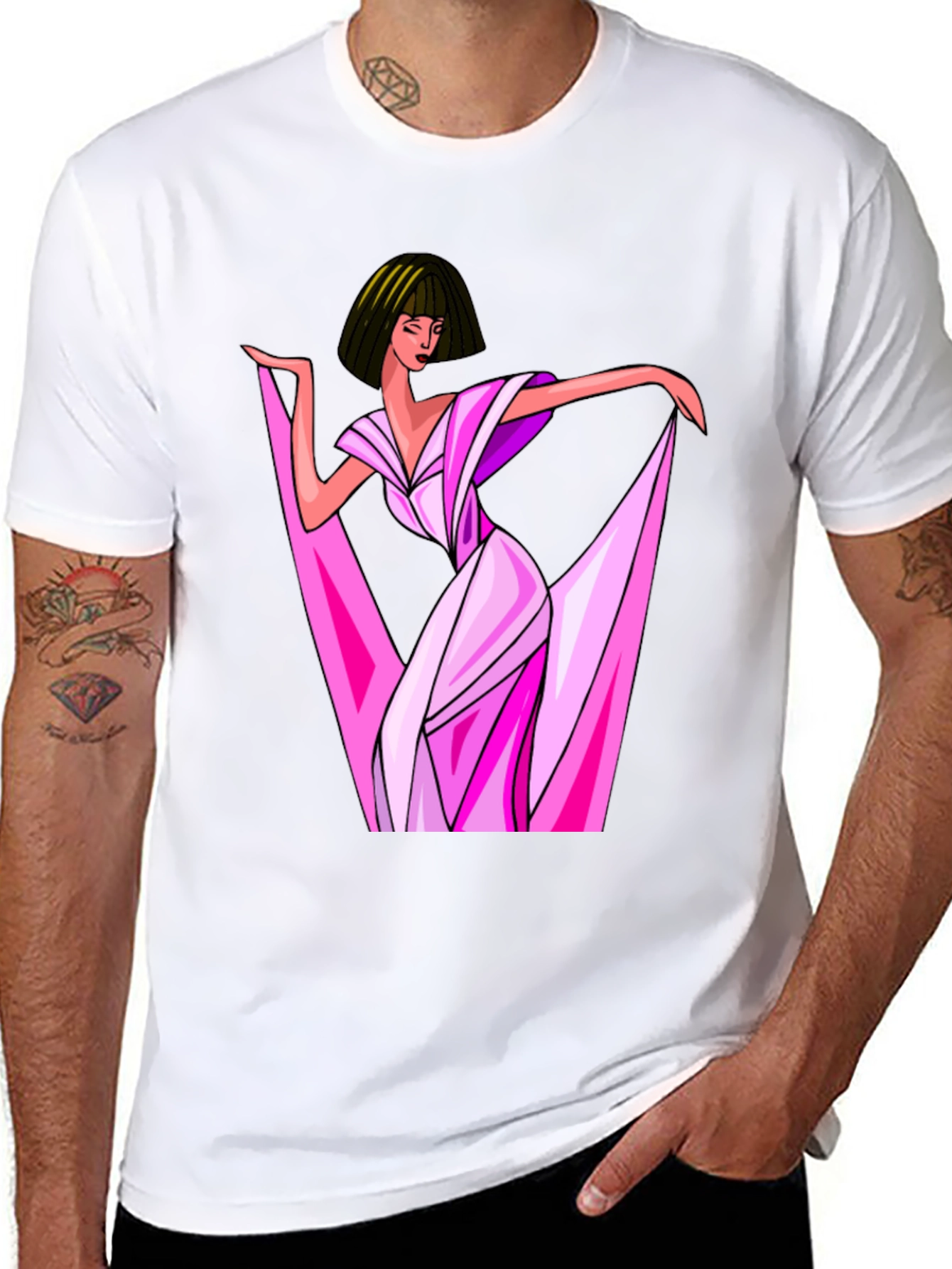 Stylish Woman Graphic Print Black T-Shirt