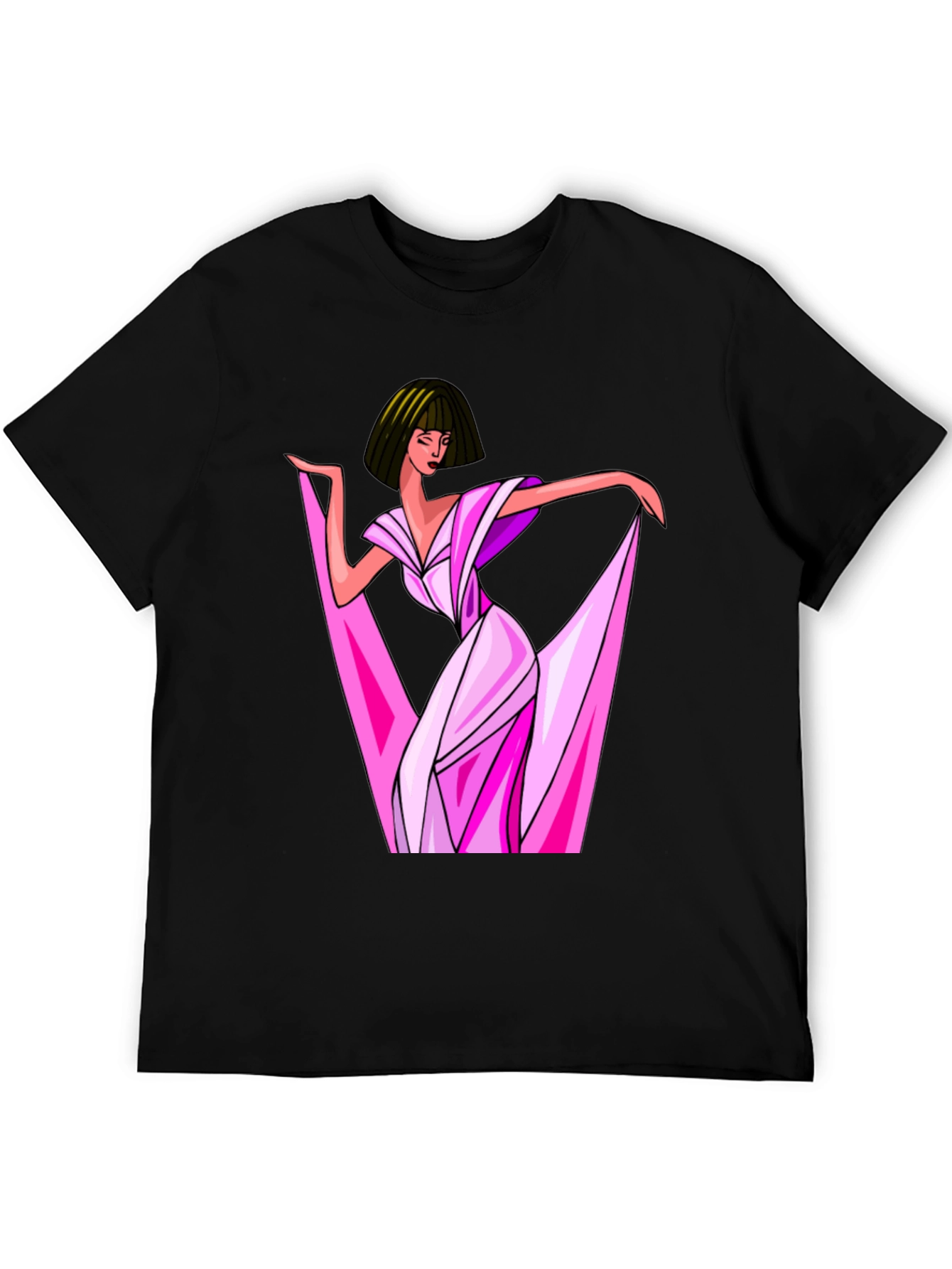 Stylish Woman Graphic Print Black T-Shirt
