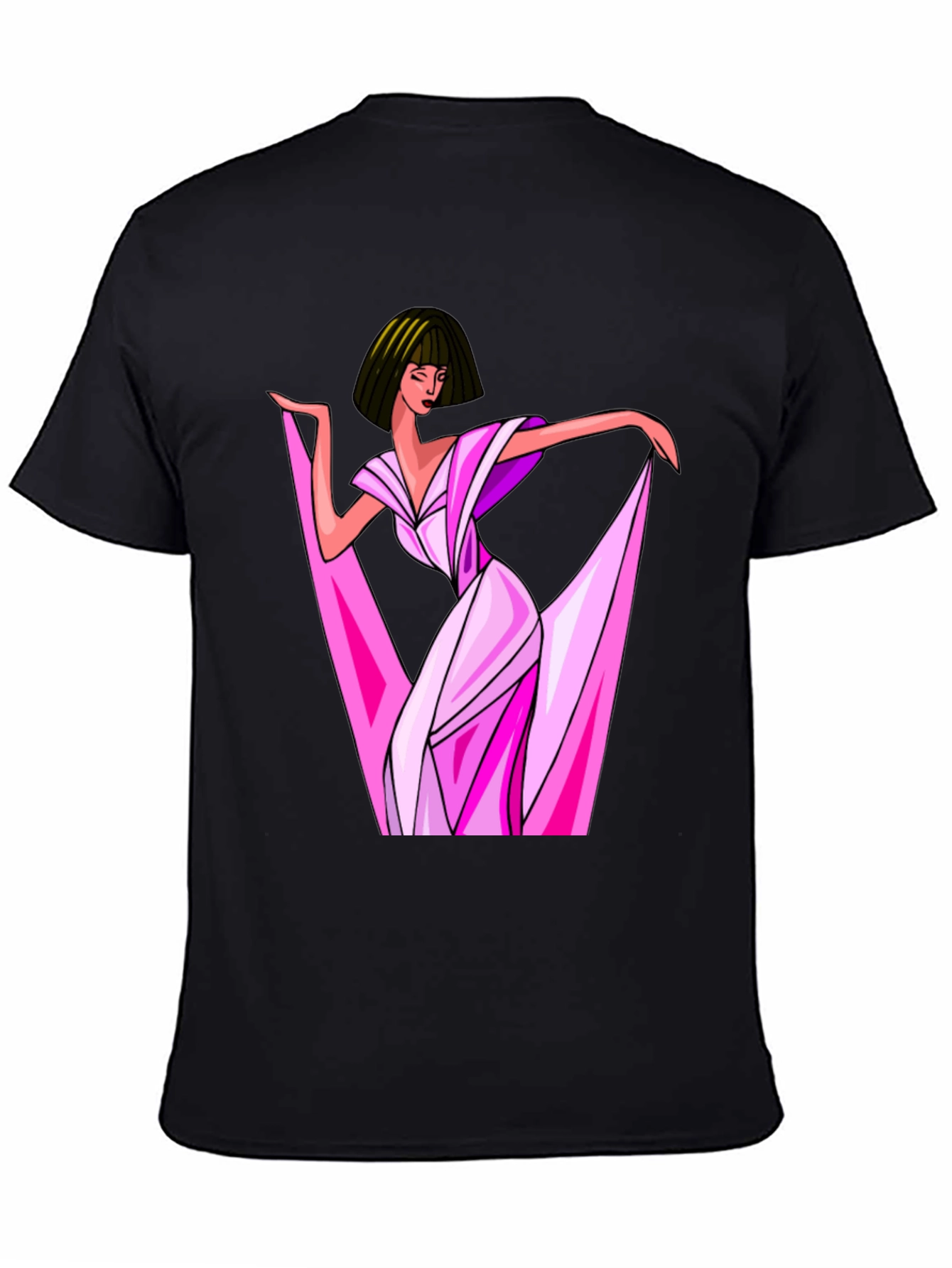 Stylish Woman Graphic Print Black T-Shirt