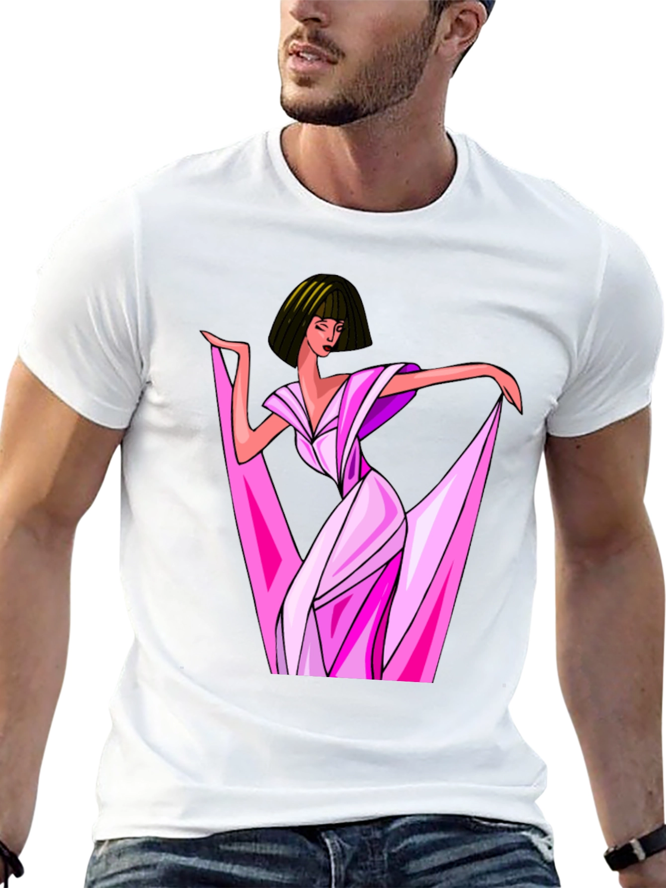 Stylish Woman Graphic Print Black T-Shirt