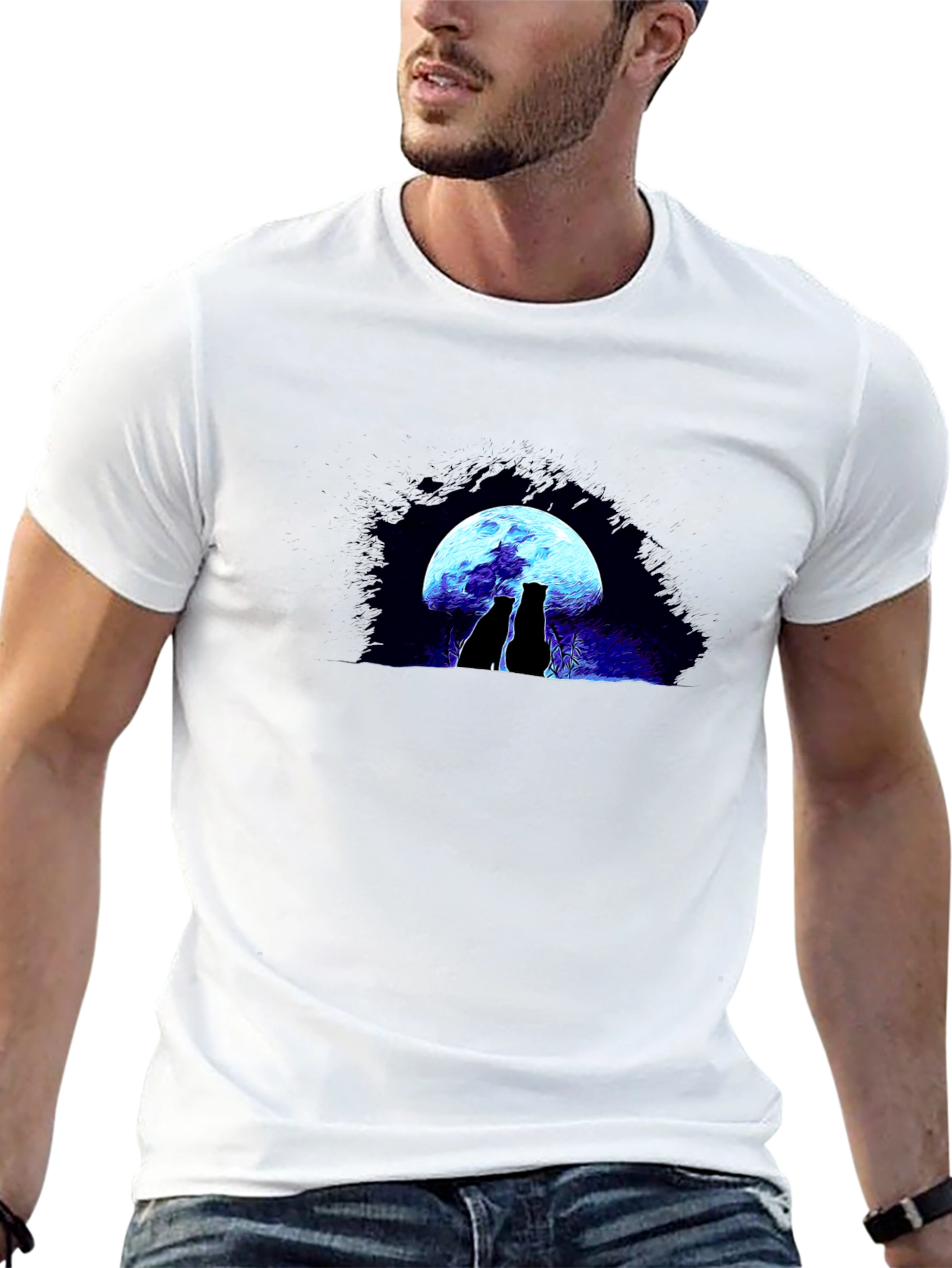 Cats Under Moon Graphic Tee