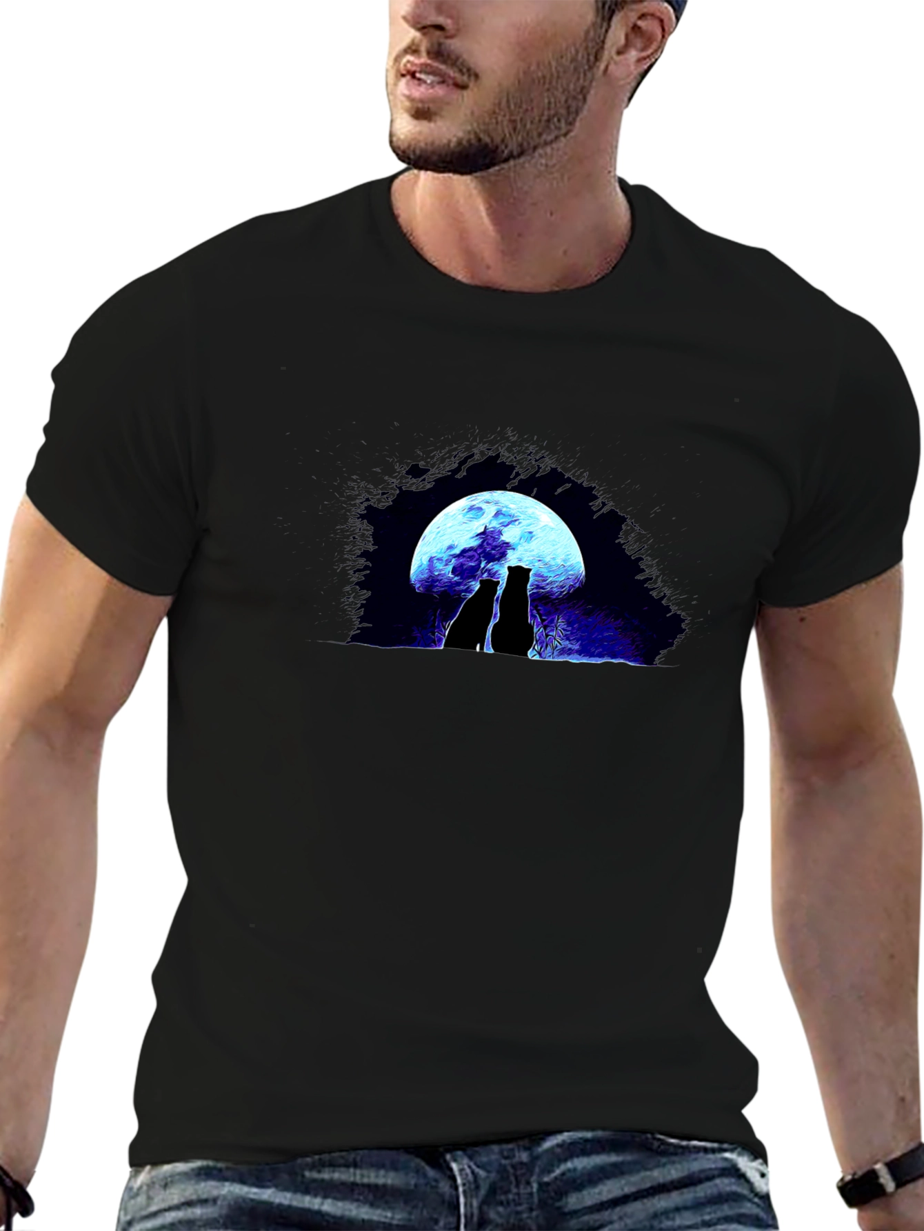 Cats Under Moon Graphic Tee