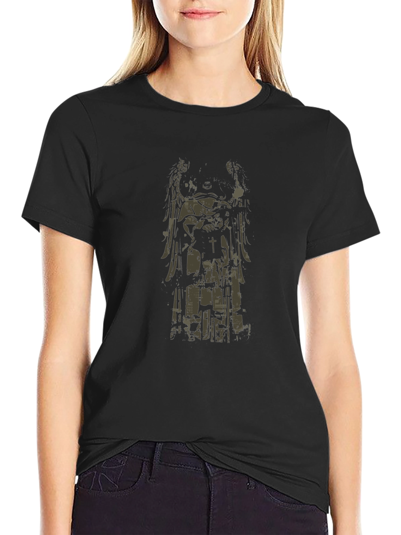 Angel Statue Graphic Black T-Shirt