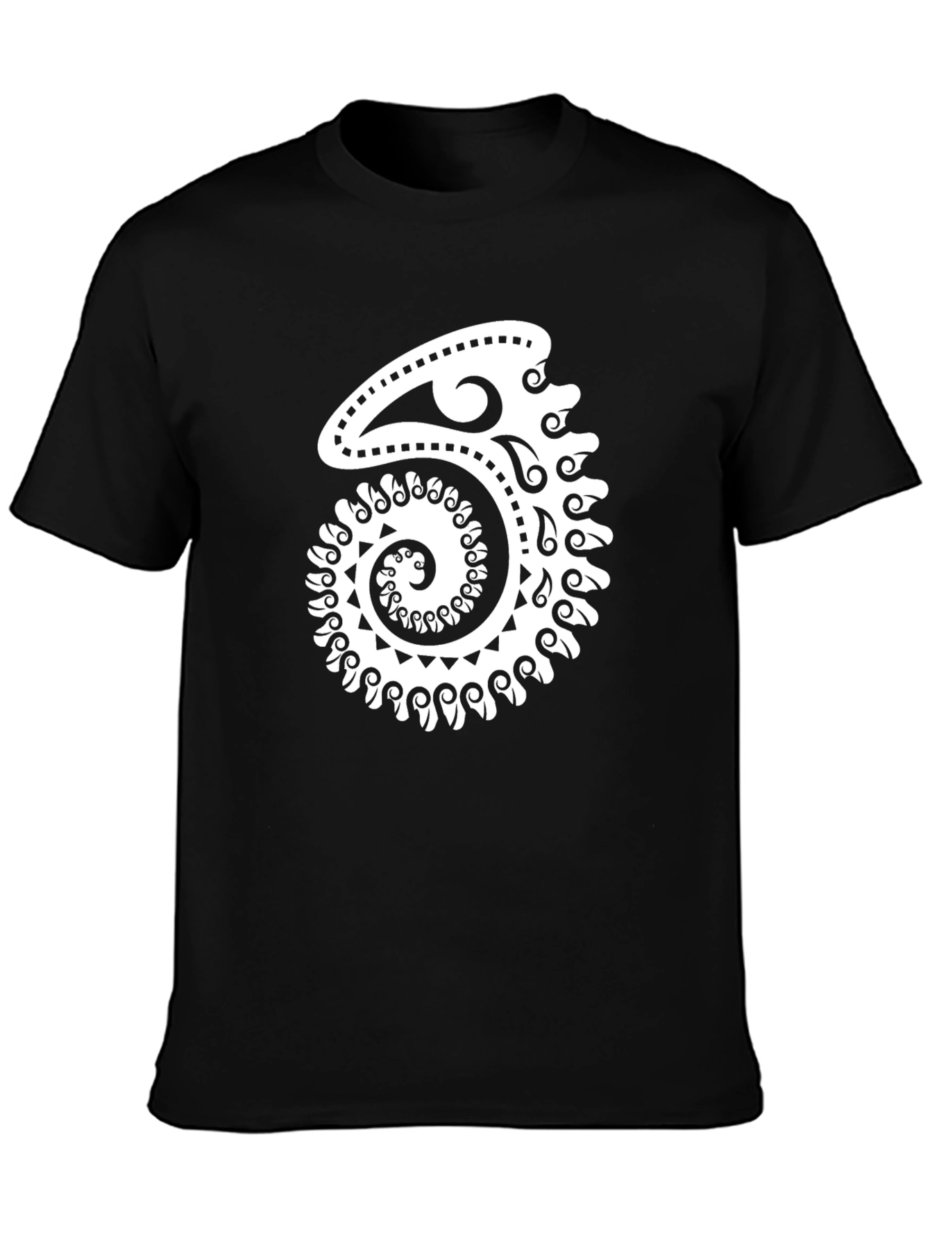 Tribal Spiral Design Black T-Shirt