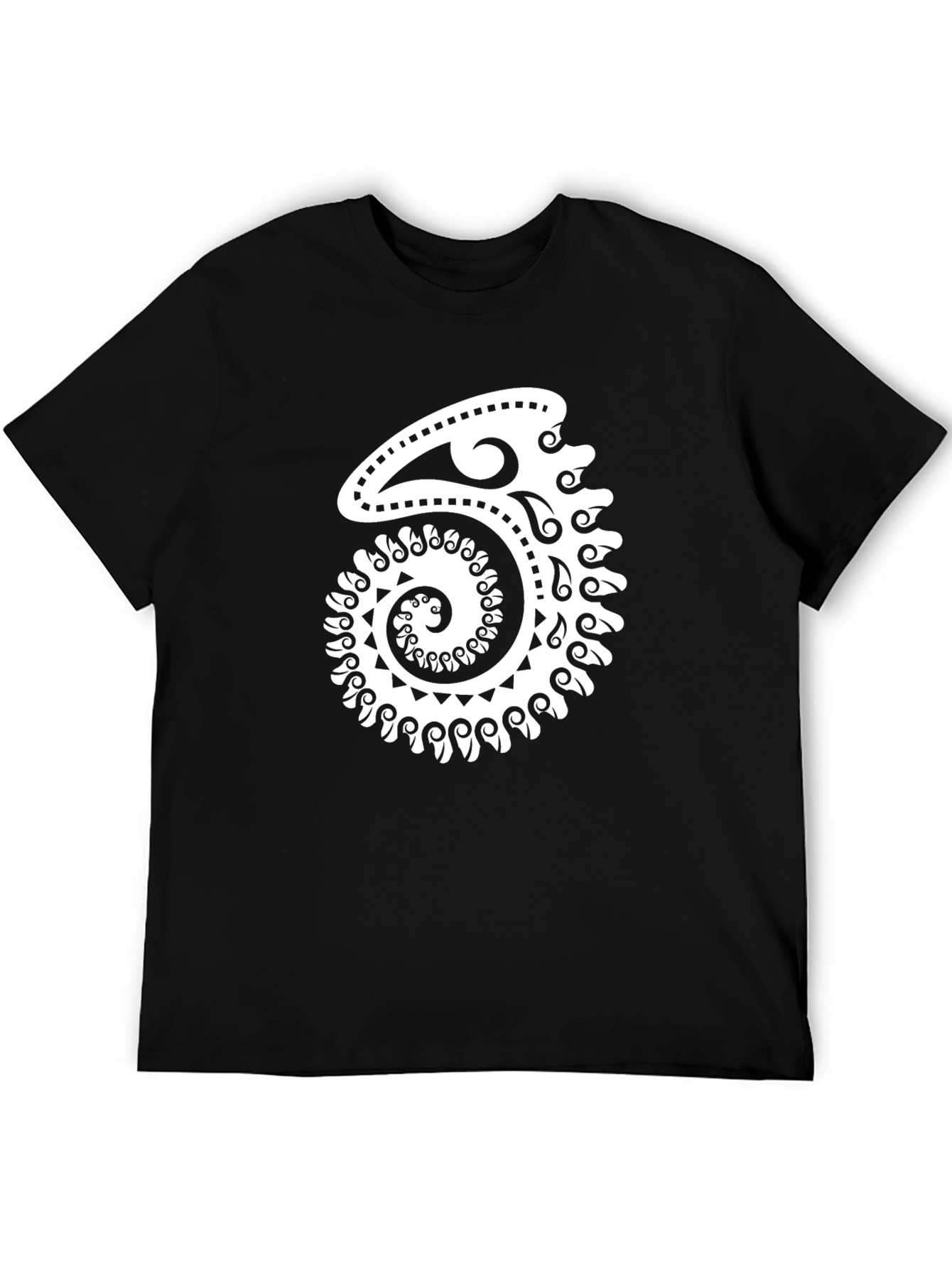 Tribal Spiral Design Black T-Shirt