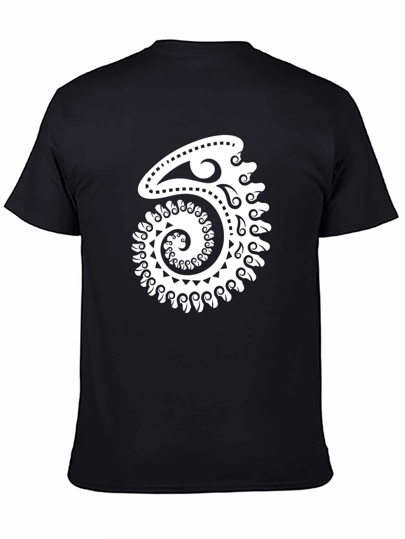 Tribal Spiral Design Black T-Shirt
