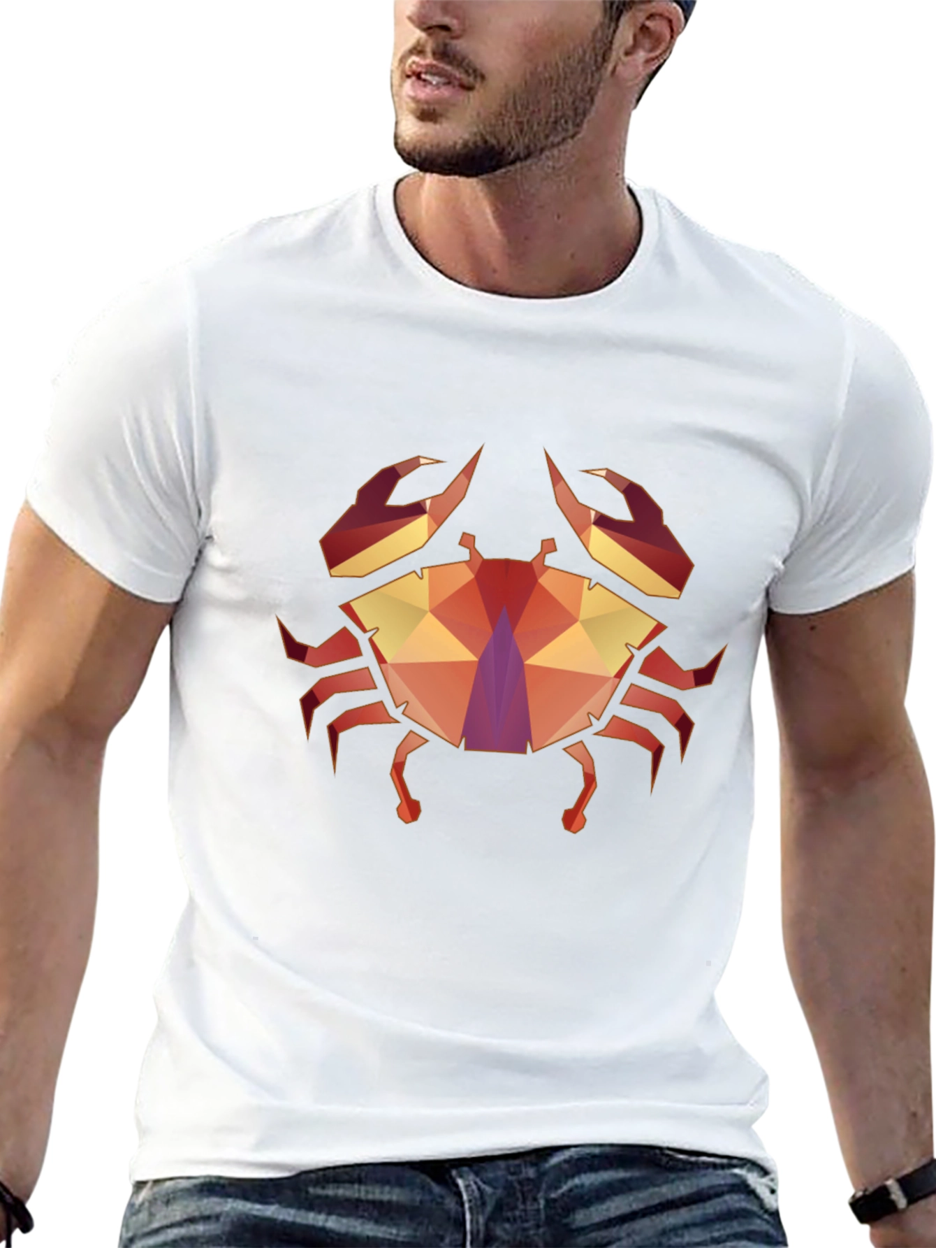Geometric Crab Graphic Tee - Stylish Unisex T-Shirt