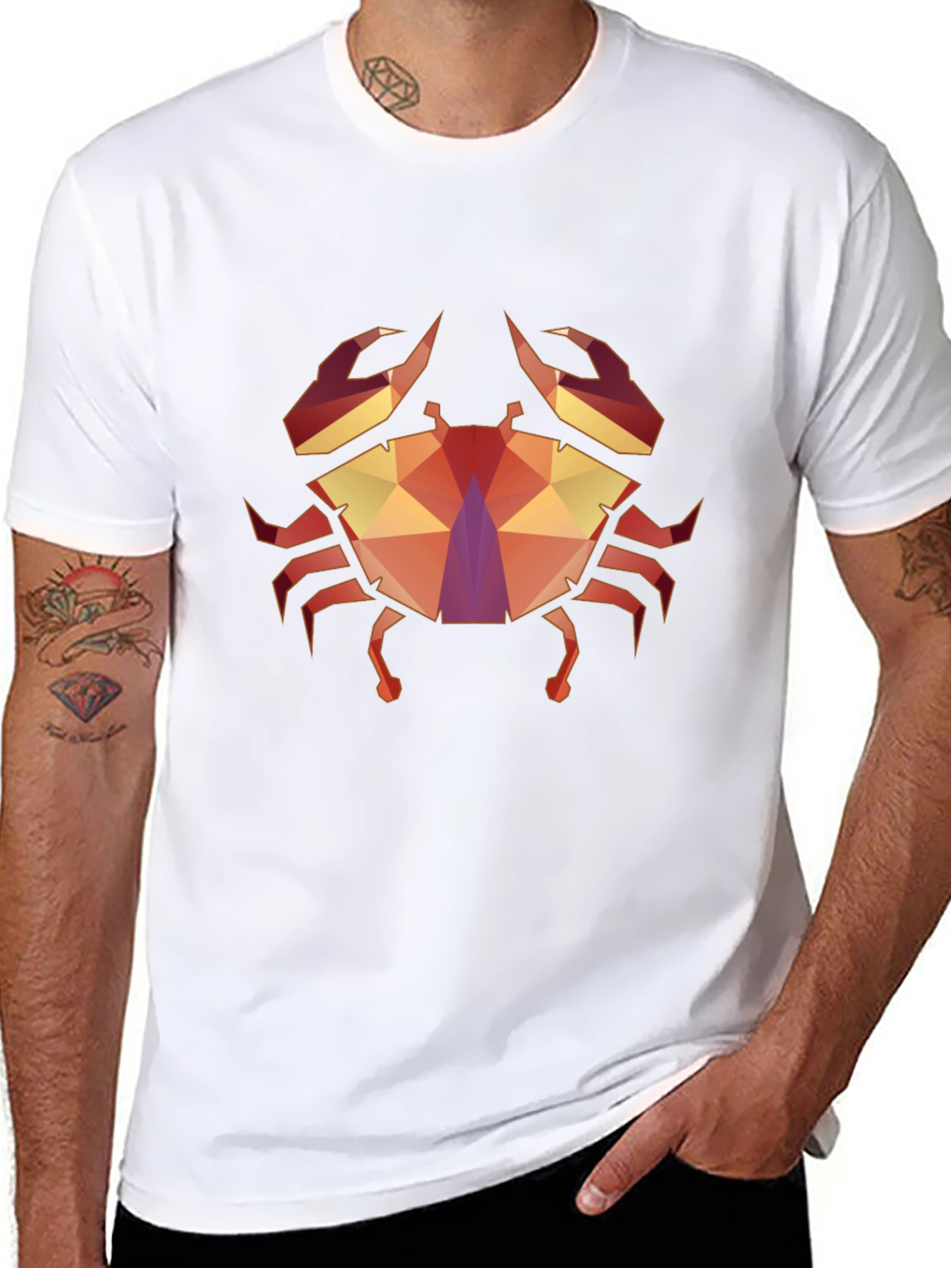 Geometric Crab Graphic Tee - Stylish Unisex T-Shirt
