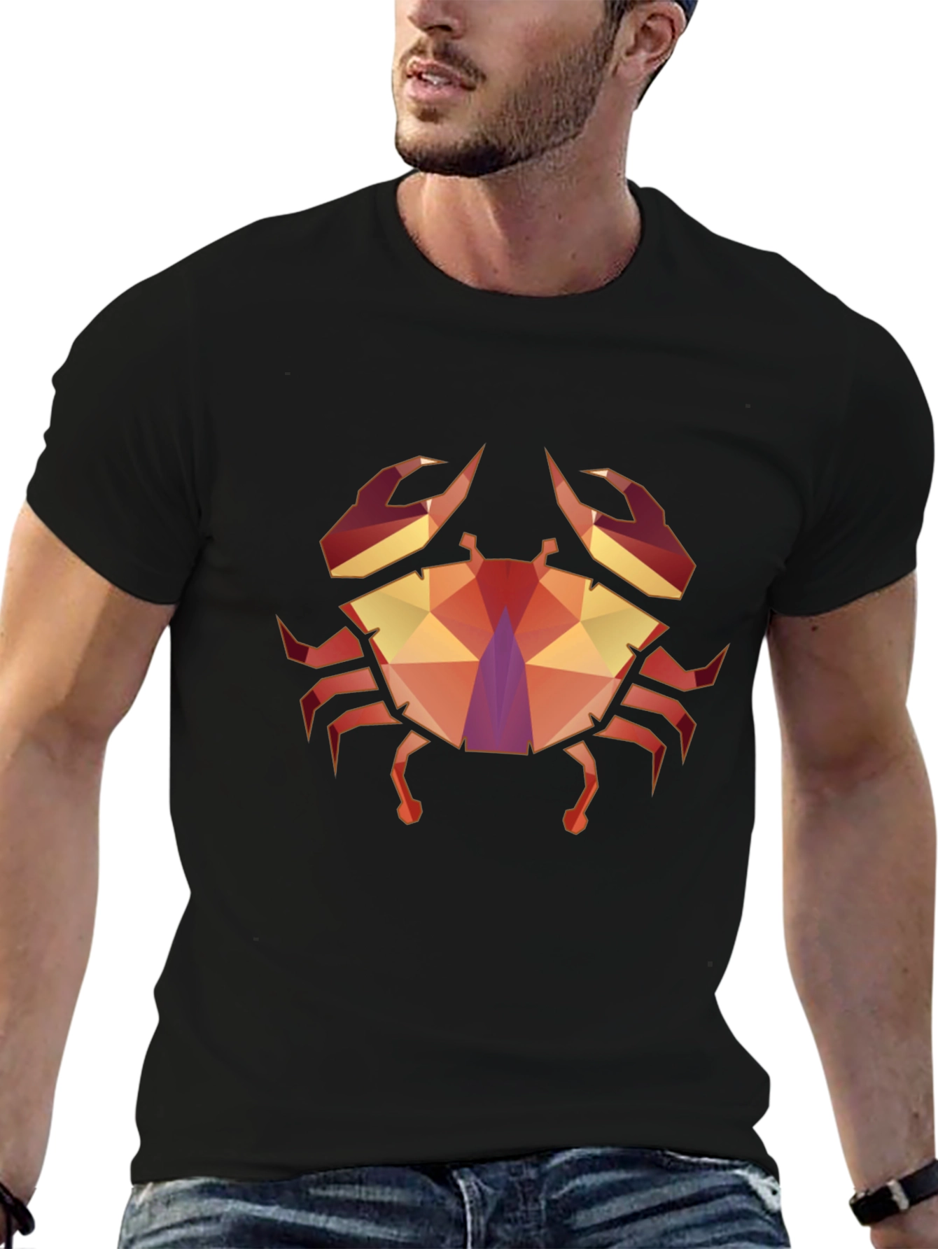 Geometric Crab Graphic Tee - Stylish Unisex T-Shirt