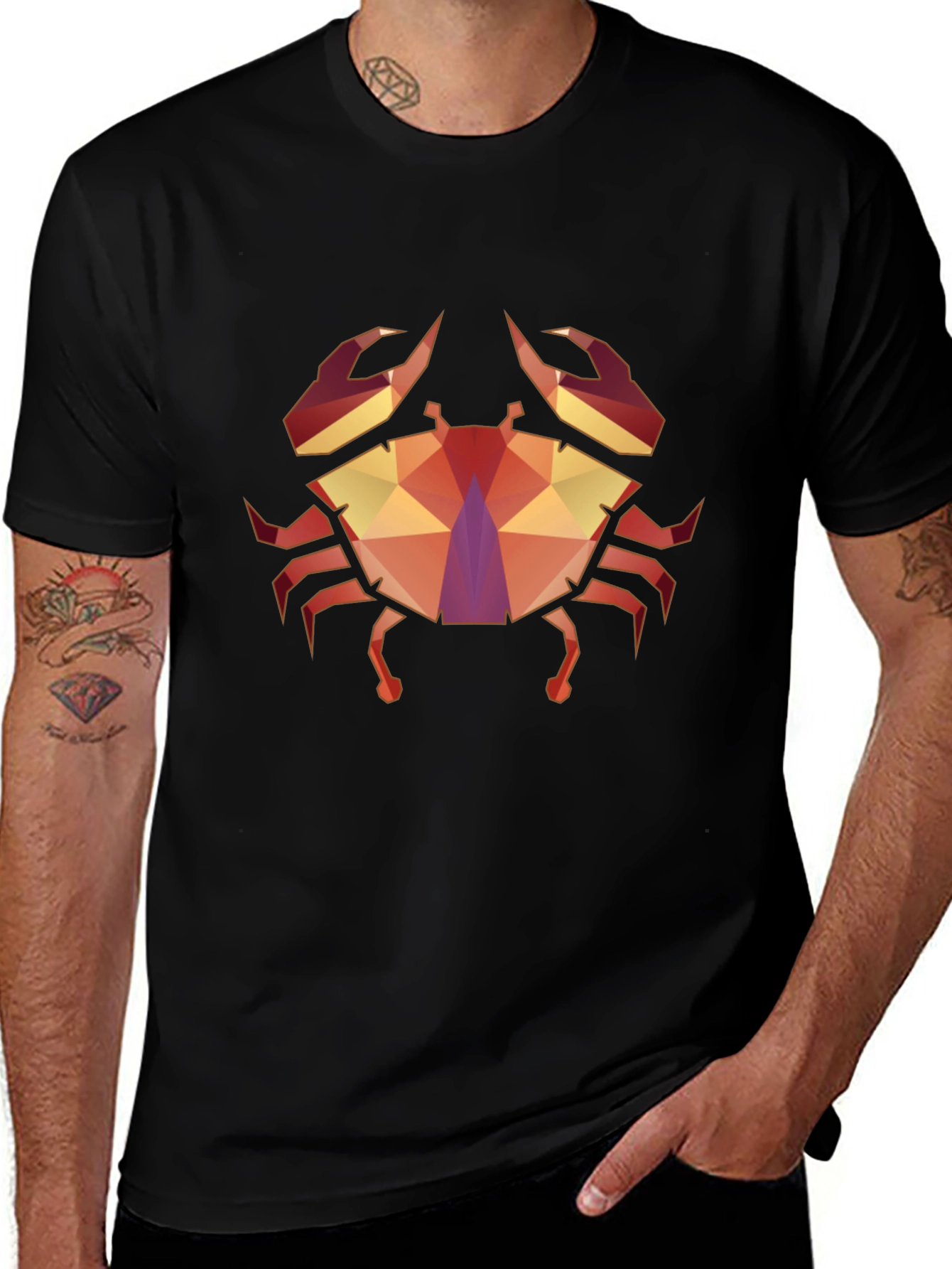 Geometric Crab Graphic Tee - Stylish Unisex T-Shirt