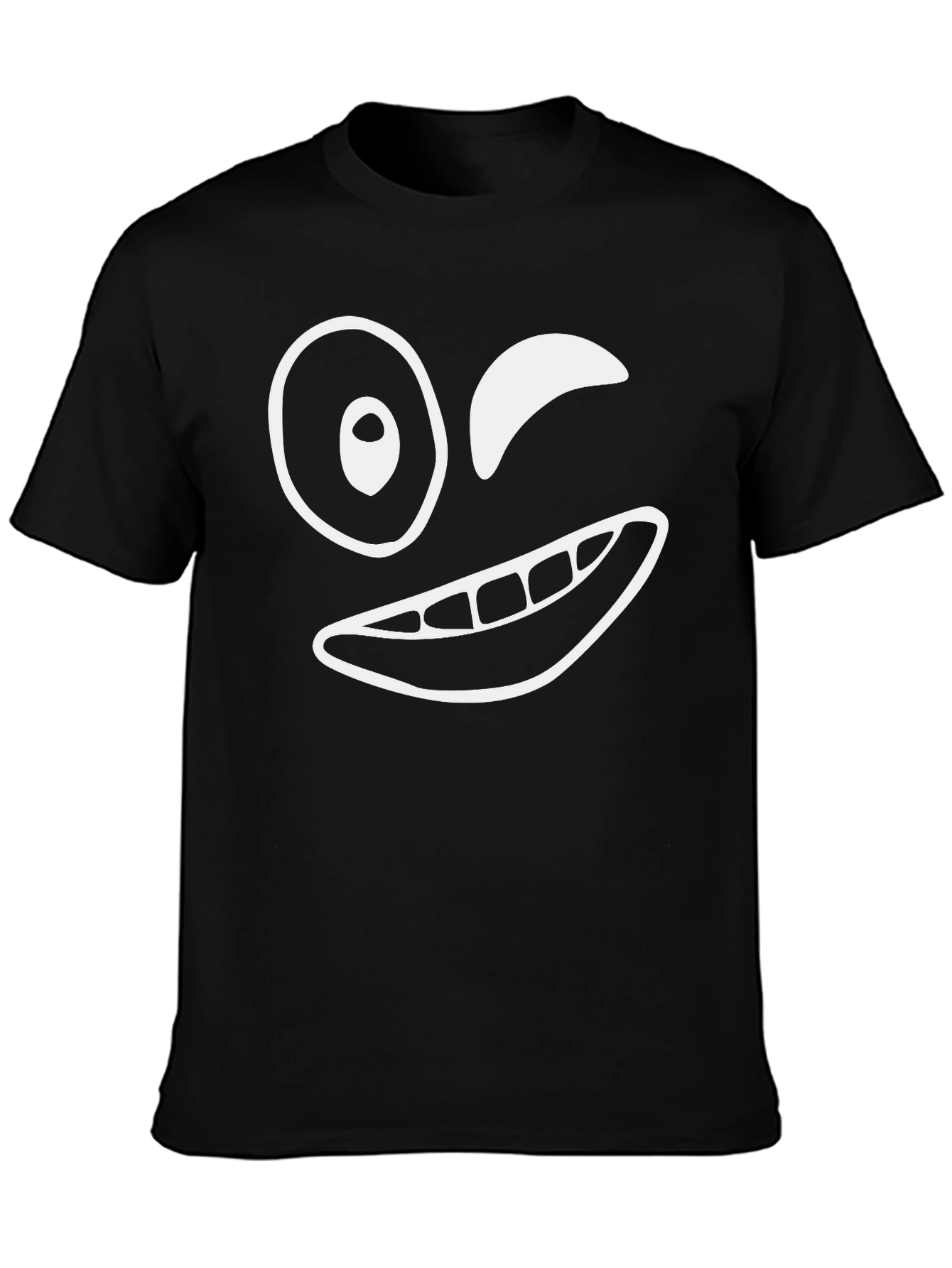 Winking Face Graphic Tee - Fun Black T-Shirt