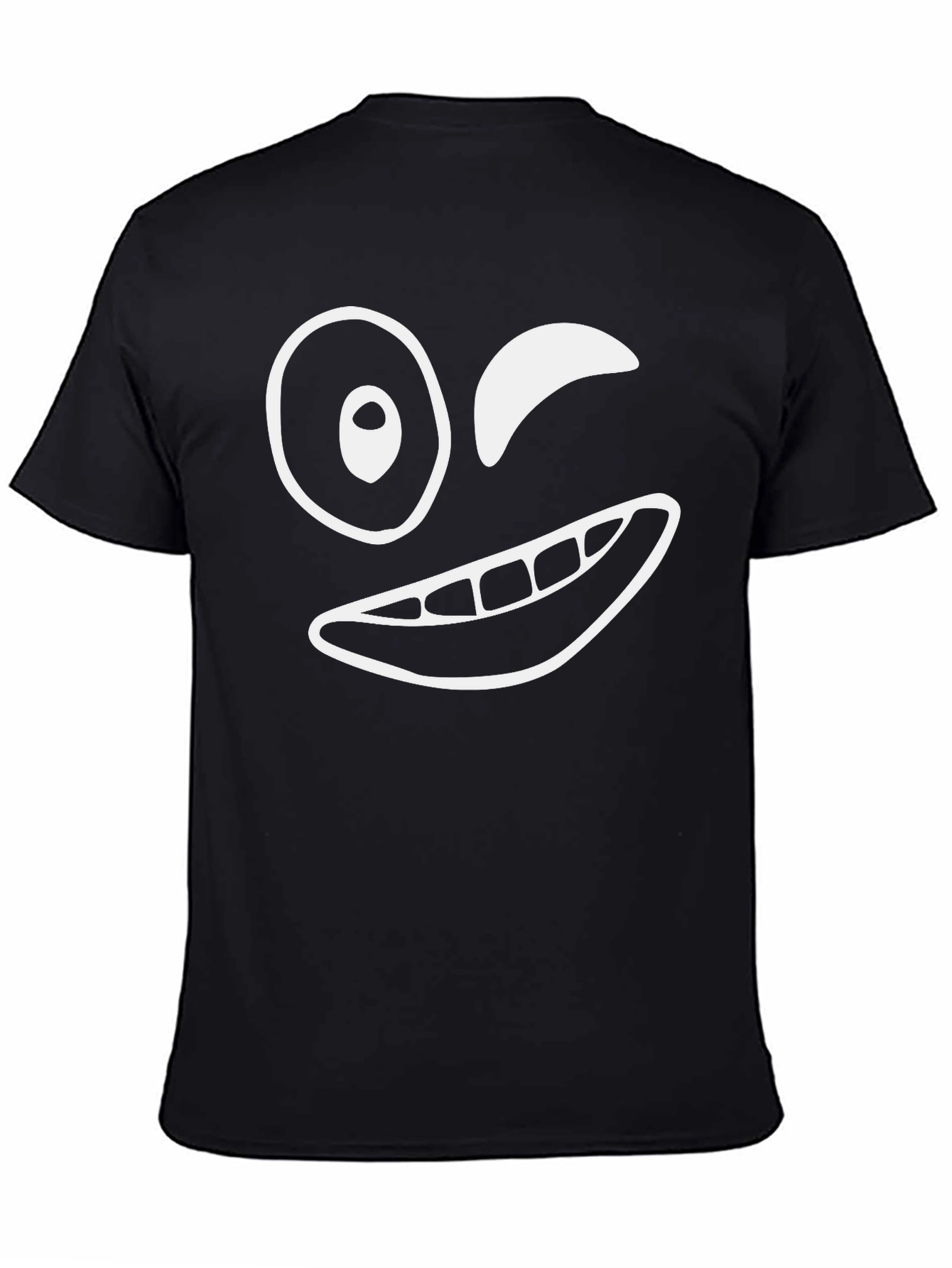 Winking Face Graphic Tee - Fun Black T-Shirt