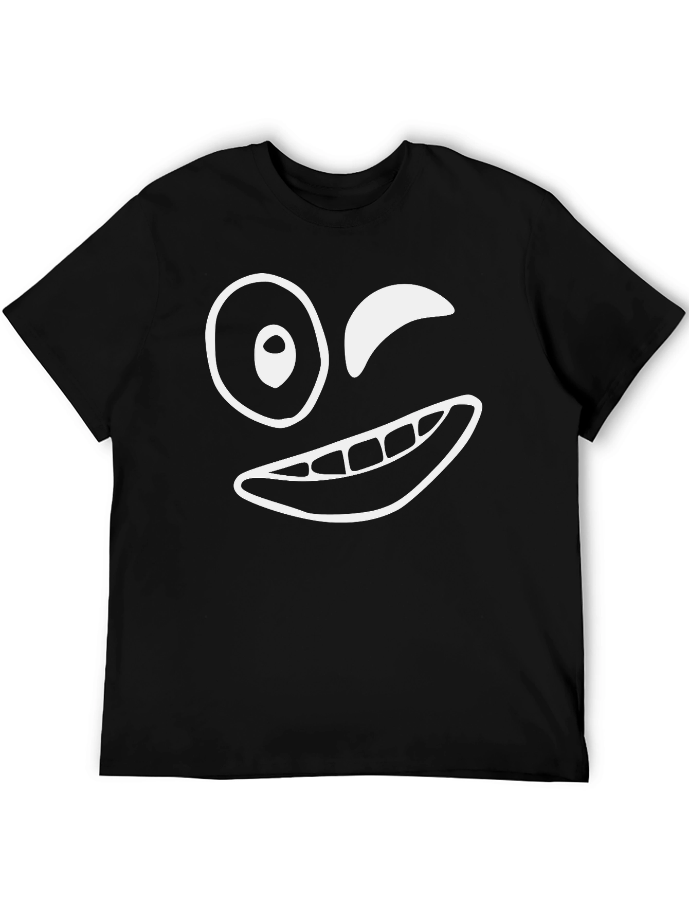 Winking Face Graphic Tee - Fun Black T-Shirt