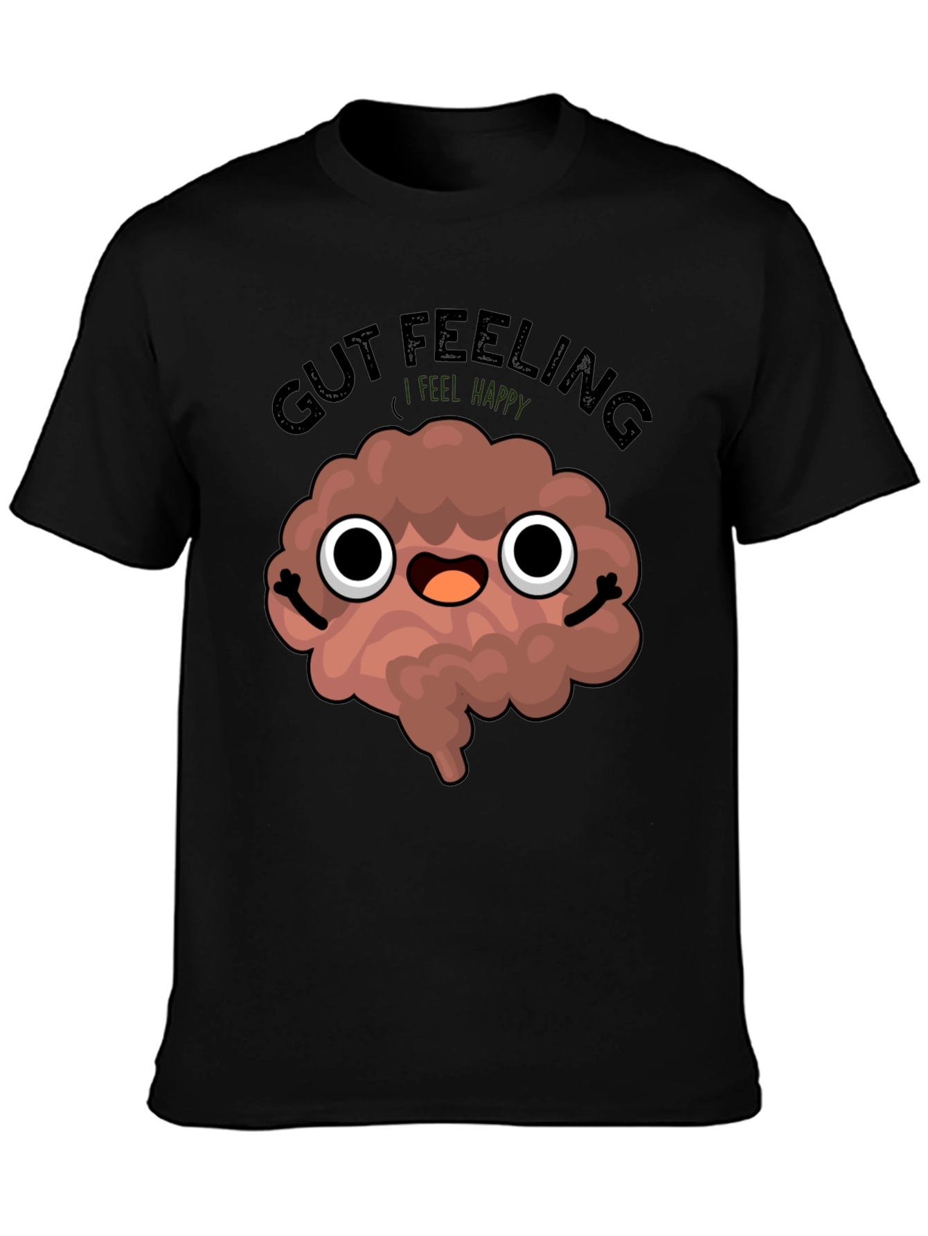 Gut Feeling Happy Cartoon Brain T-Shirt