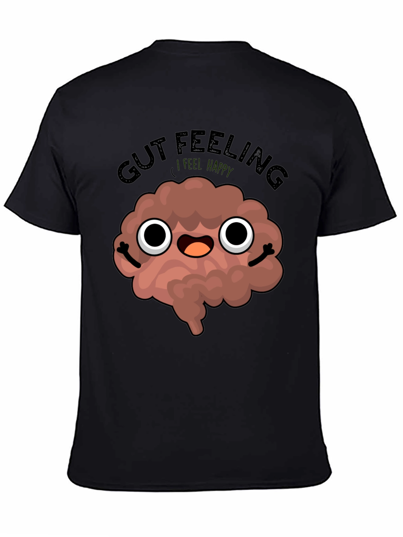 Gut Feeling Happy Cartoon Brain T-Shirt