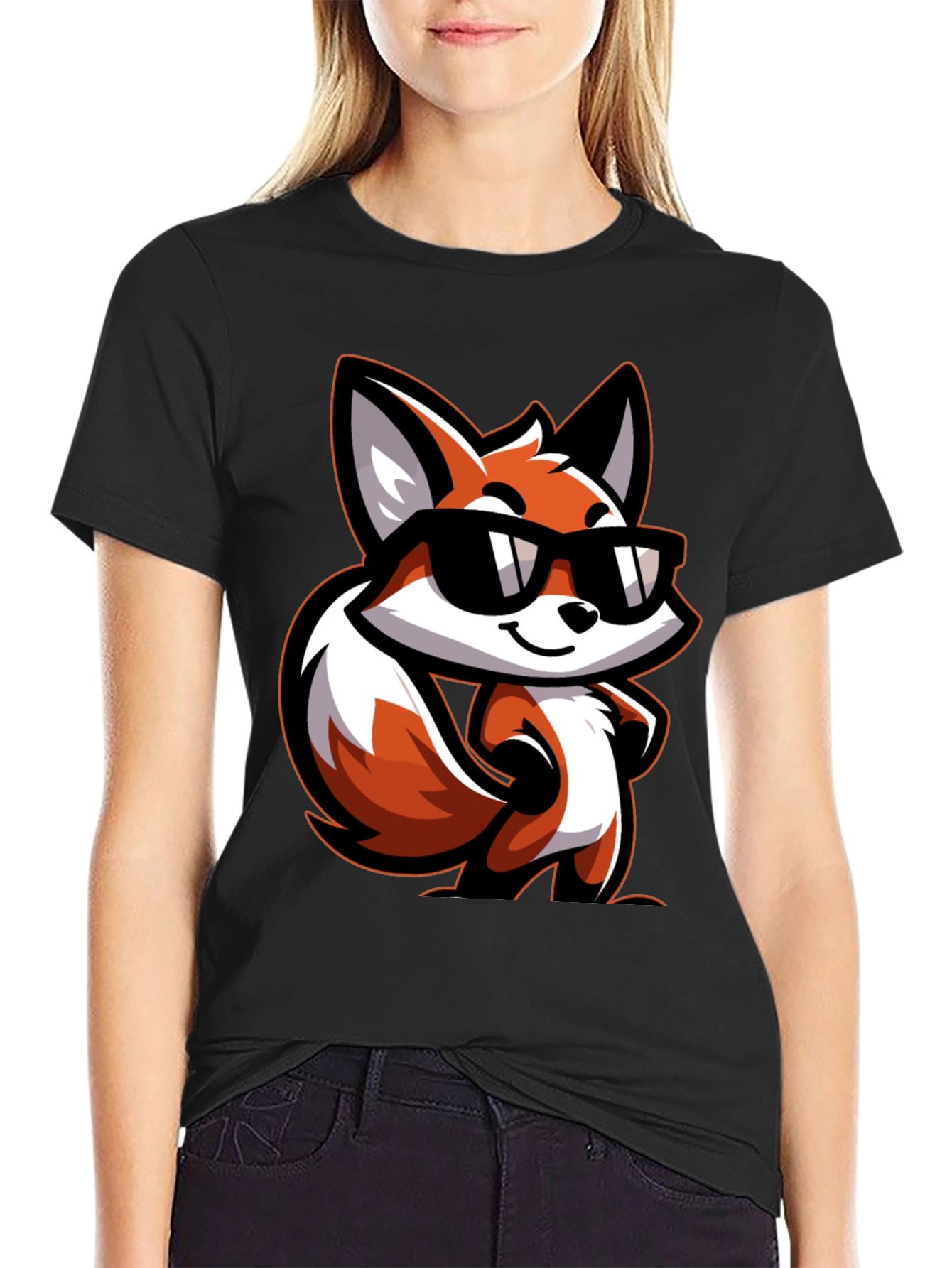 Cool Fox Graphic Tee - Black T-Shirt