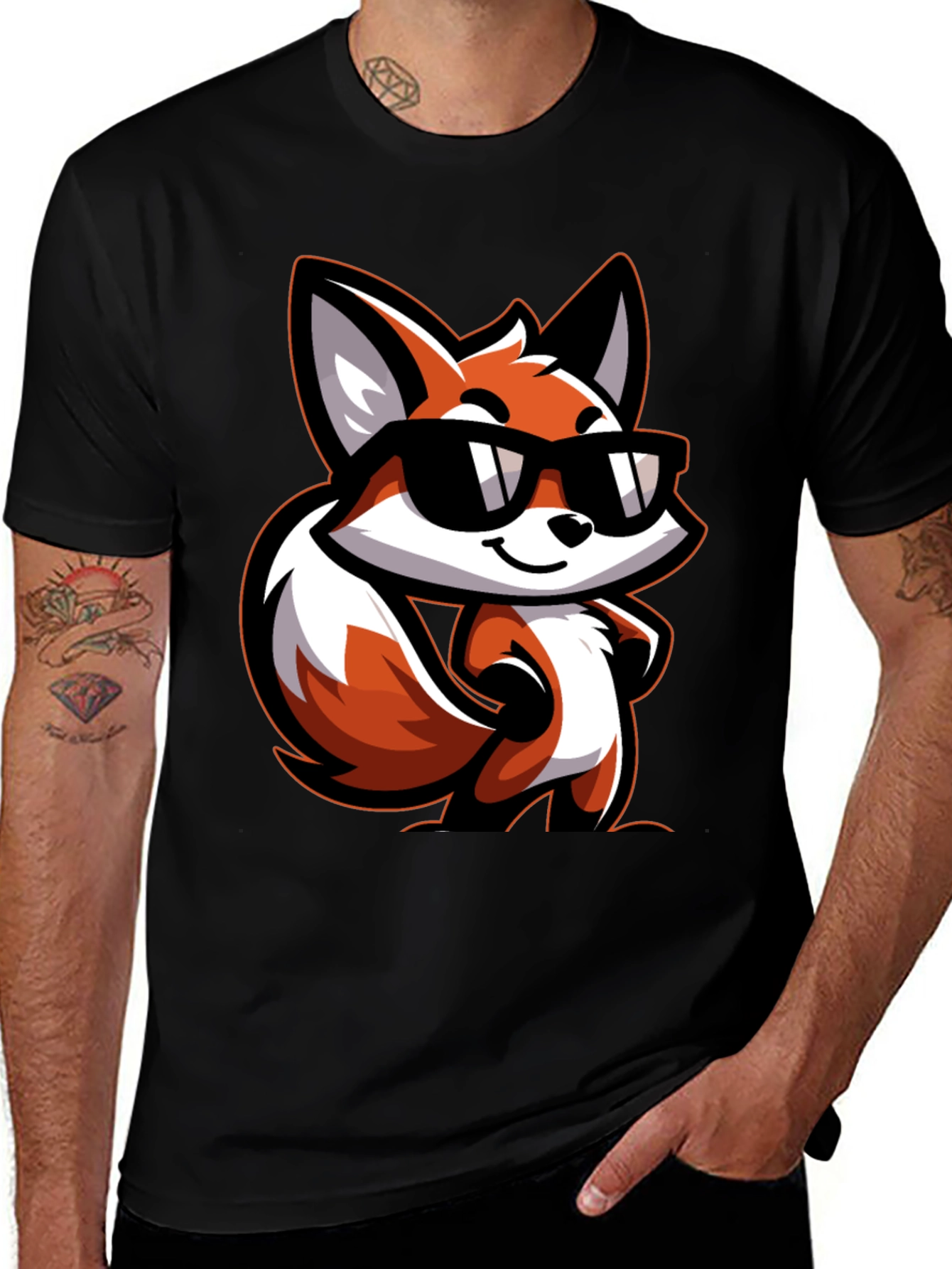 Cool Fox Graphic Tee - Black T-Shirt