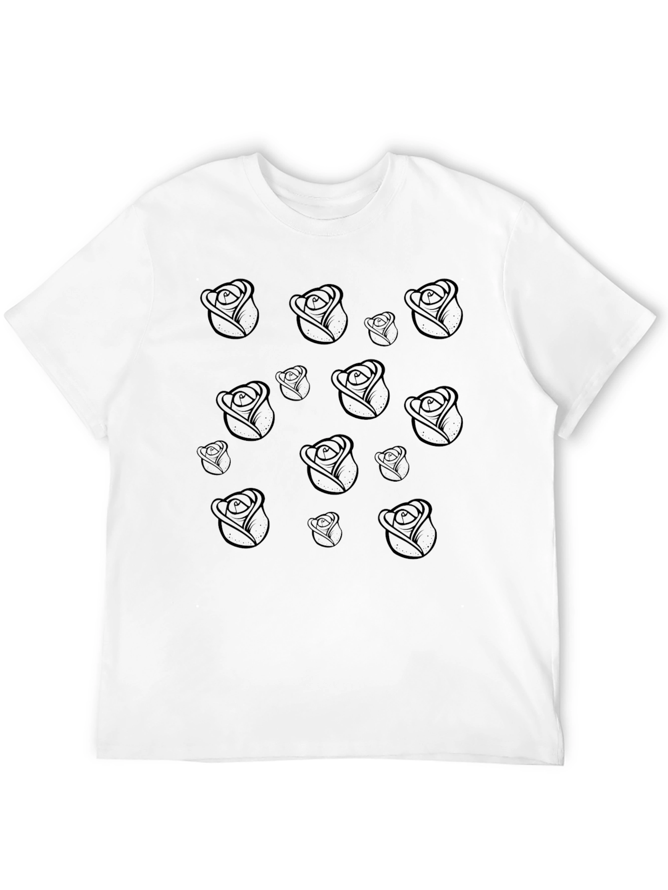 Black Rose Patterned T-Shirt