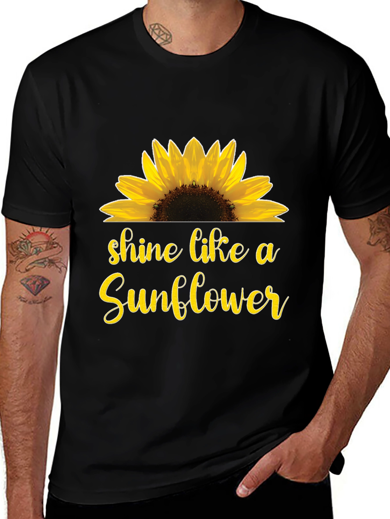 Shine Like a Sunflower Black T-Shirt