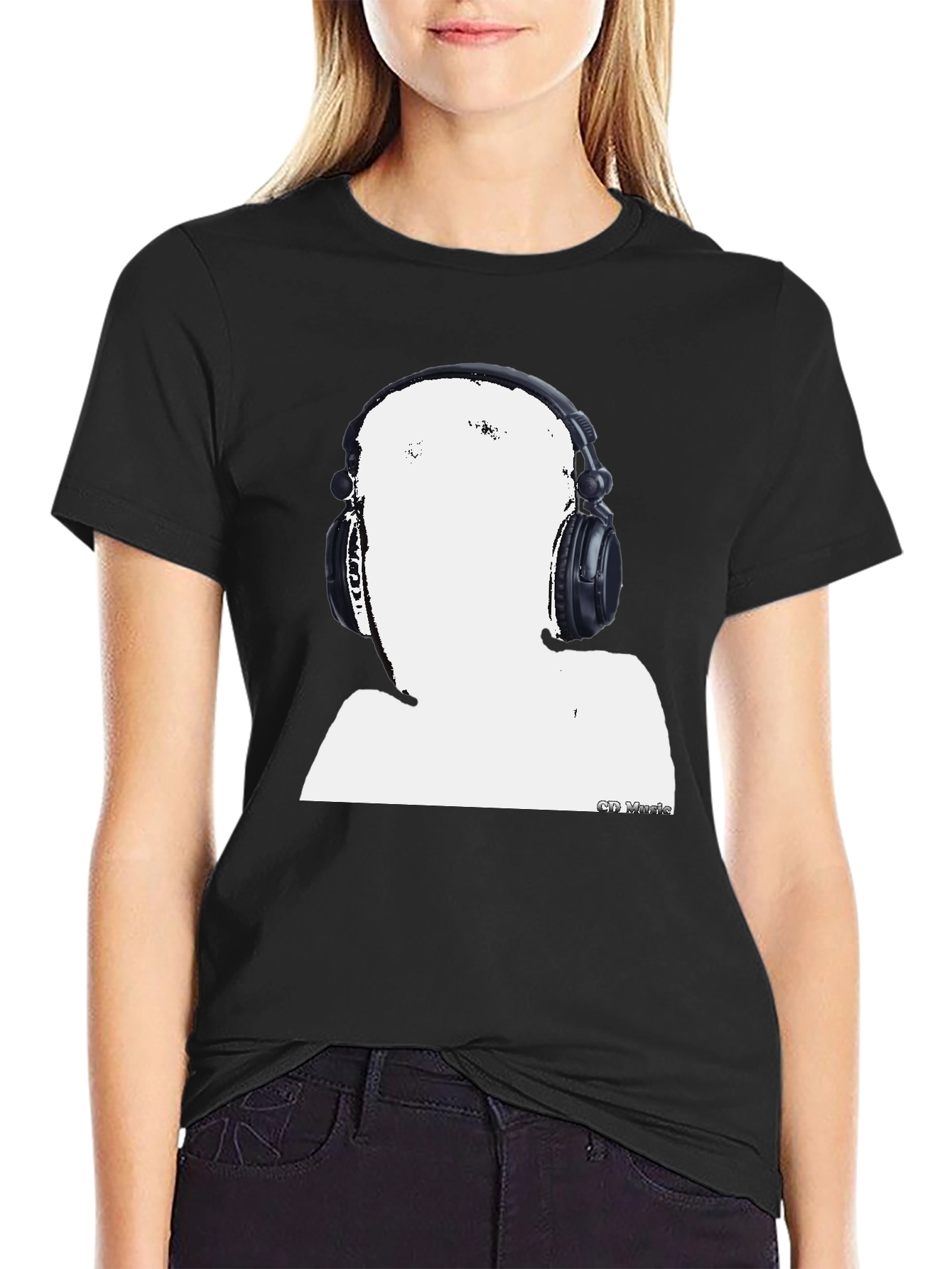 Abstract DJ Graphic Tee - Black Casual T-Shirt