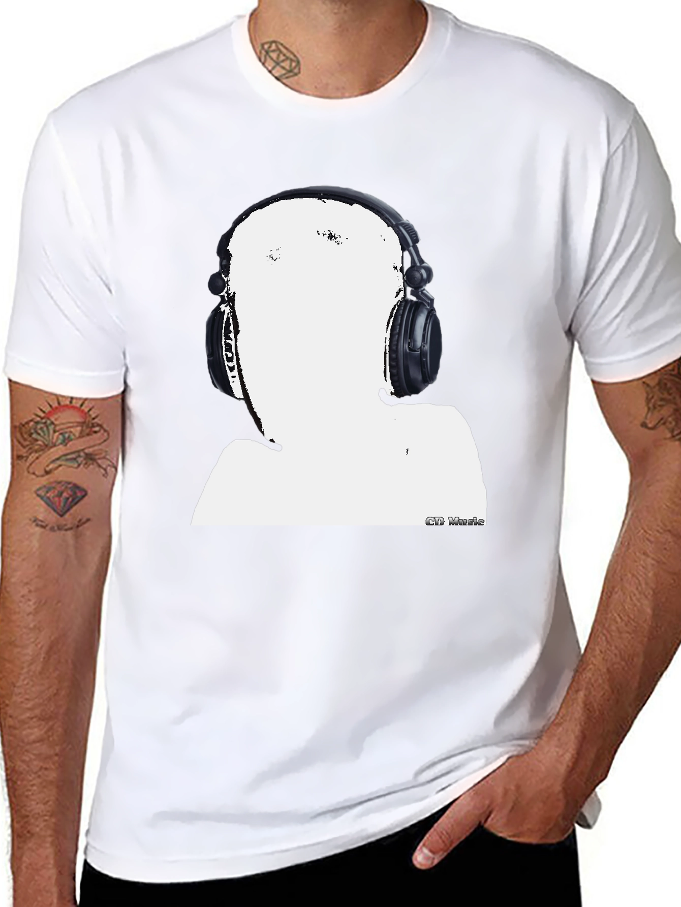 Abstract DJ Graphic Tee - Black Casual T-Shirt