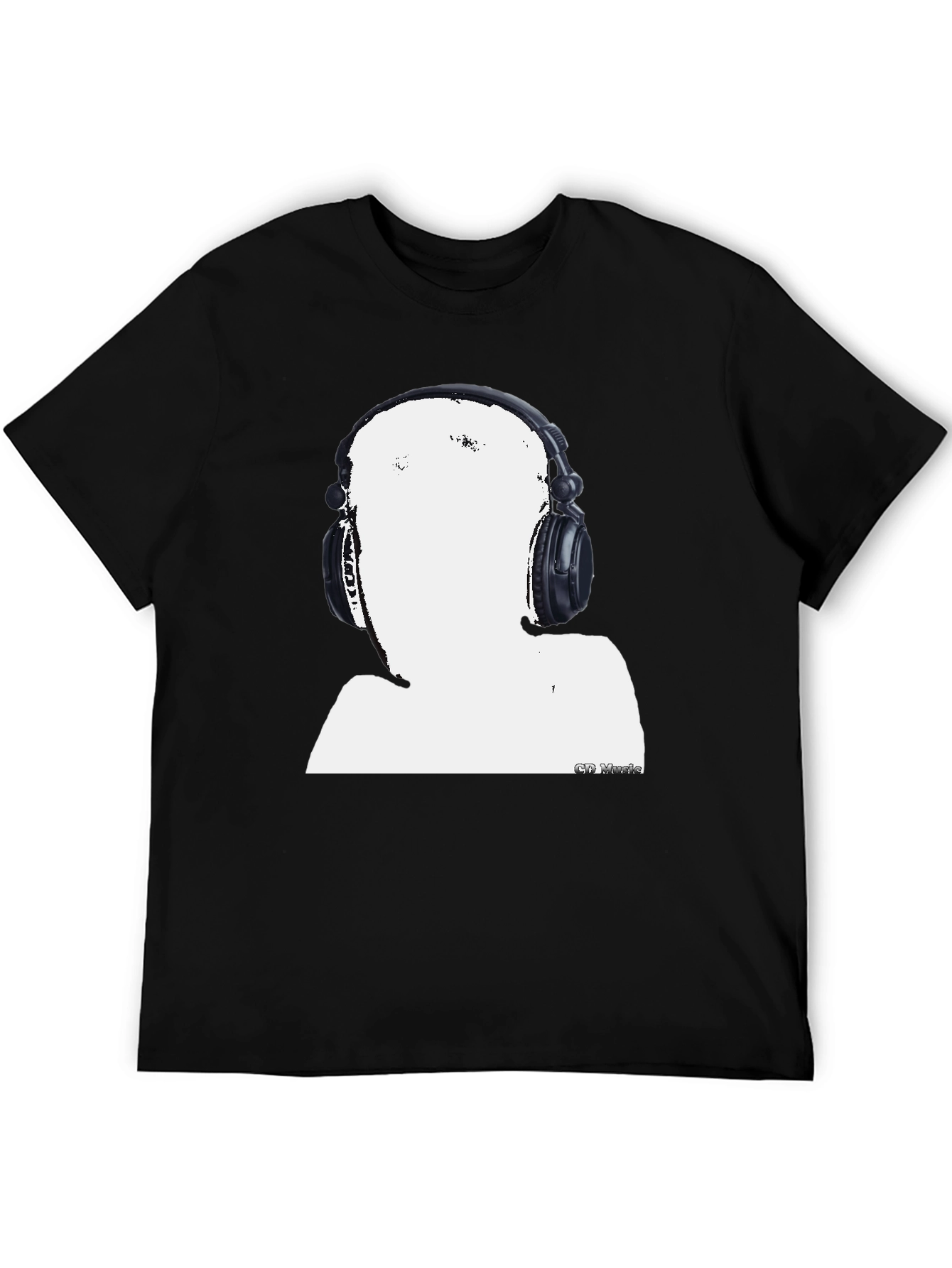Abstract DJ Graphic Tee - Black Casual T-Shirt