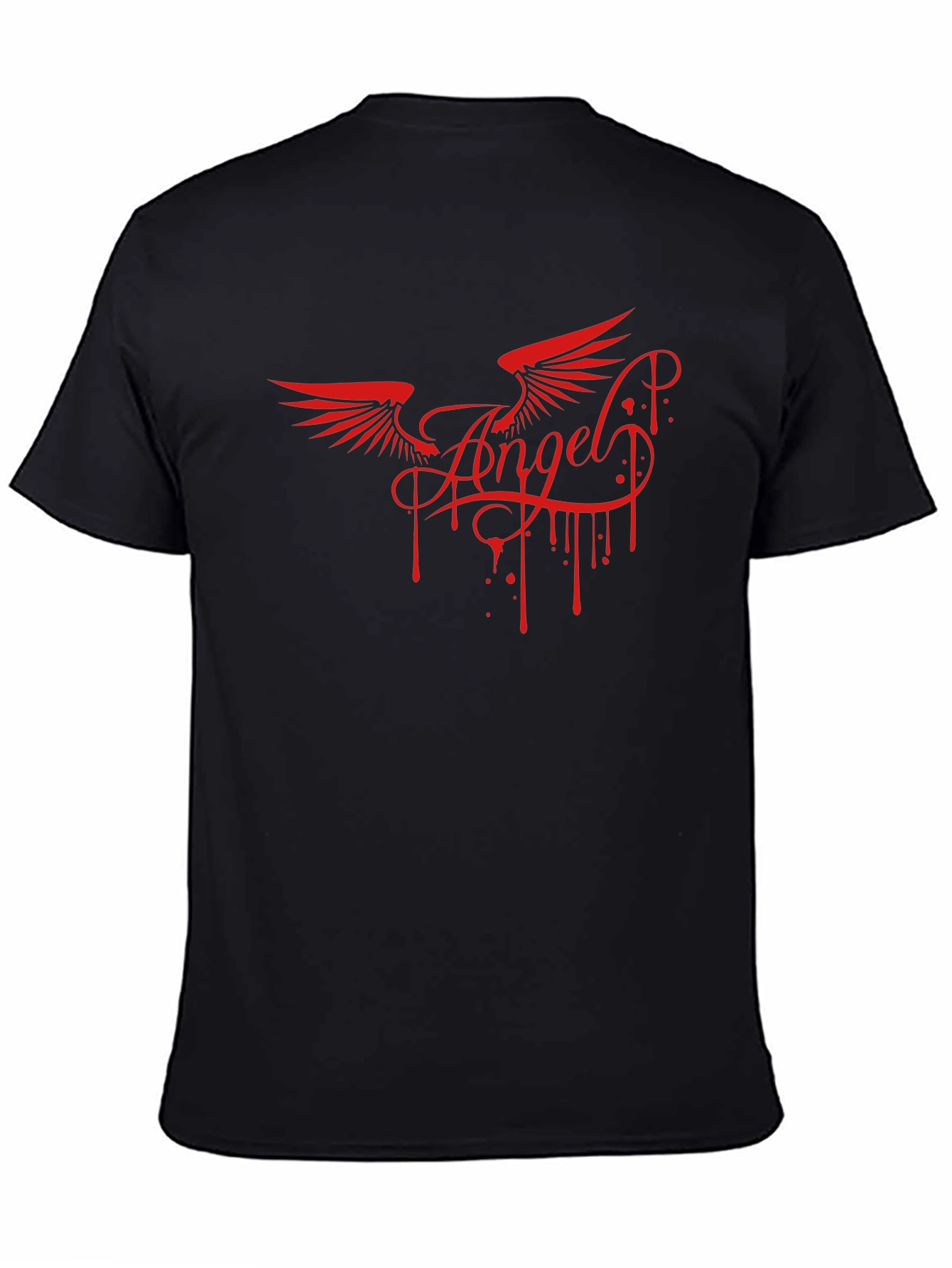Angel Wings Graphic Print Mens Black T-Shirt