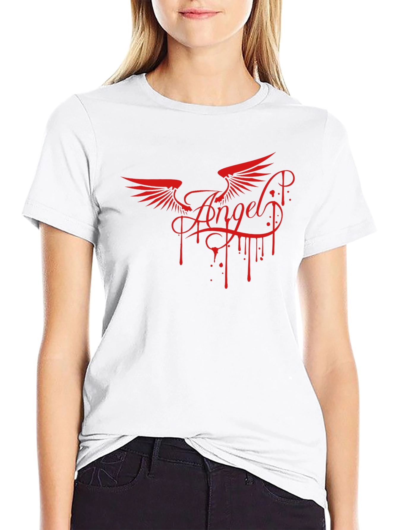 Angel Wings Graphic Print Mens Black T-Shirt