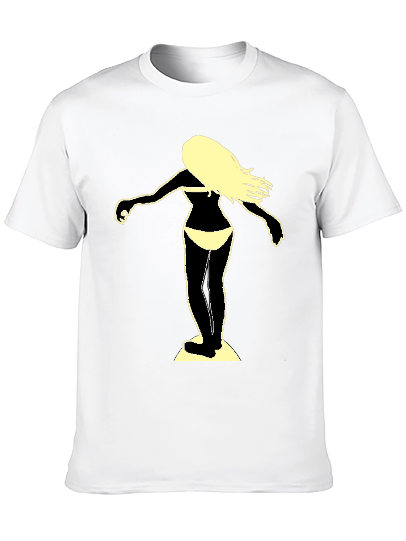 Surfer Girl Graphic Tee - Black Cotton T-Shirt