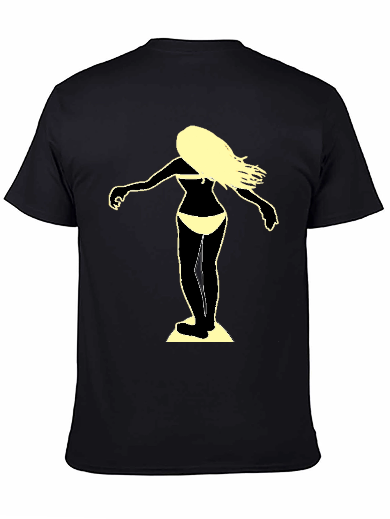 Surfer Girl Graphic Tee - Black Cotton T-Shirt