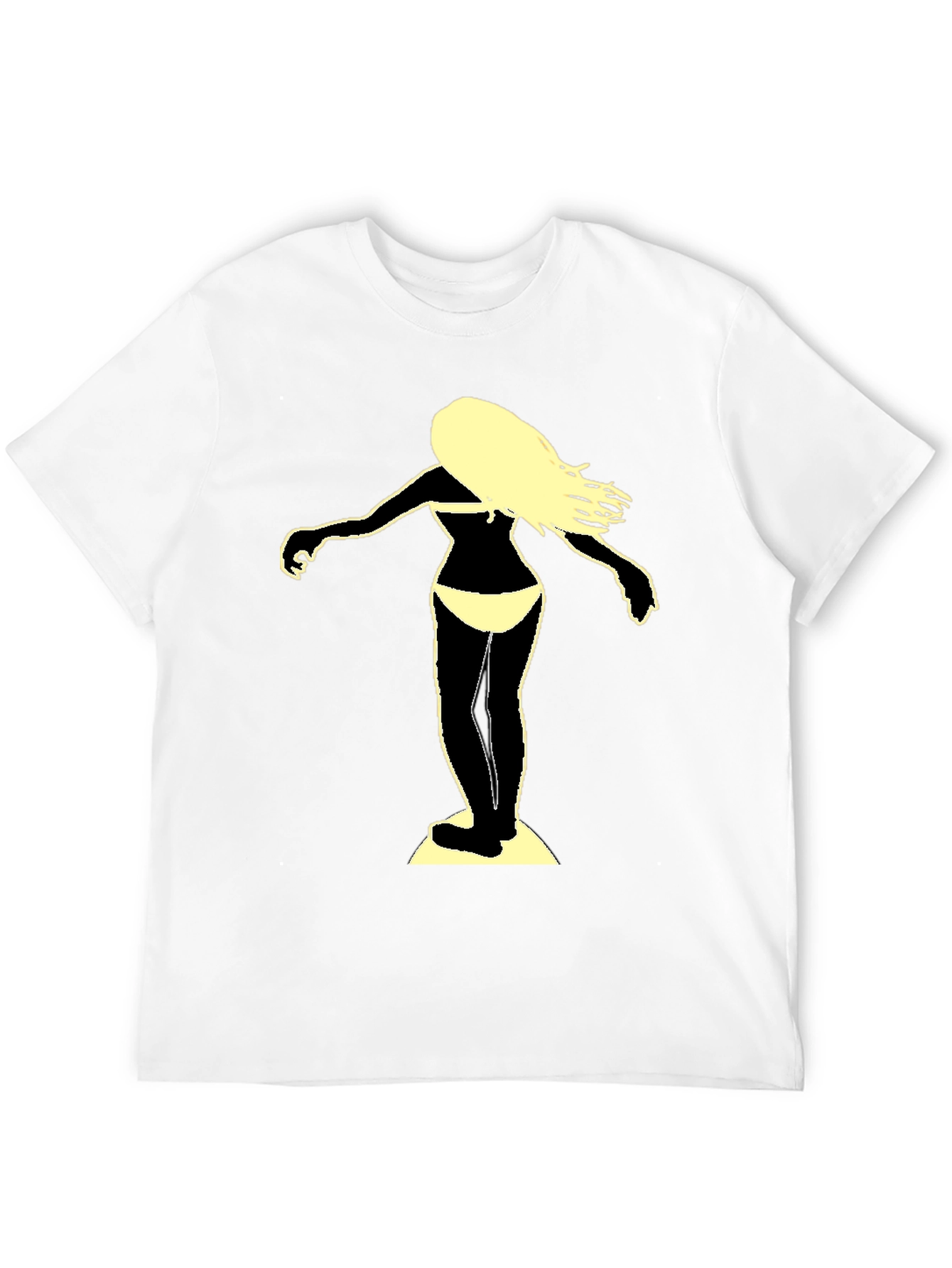 Surfer Girl Graphic Tee - Black Cotton T-Shirt